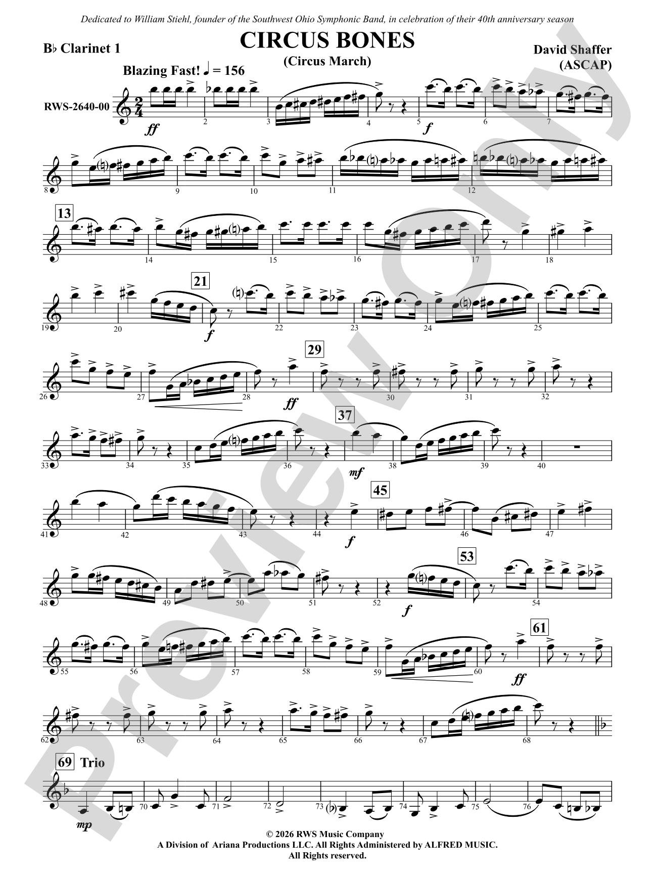 Circus Bones: 1st B-flat Clarinet