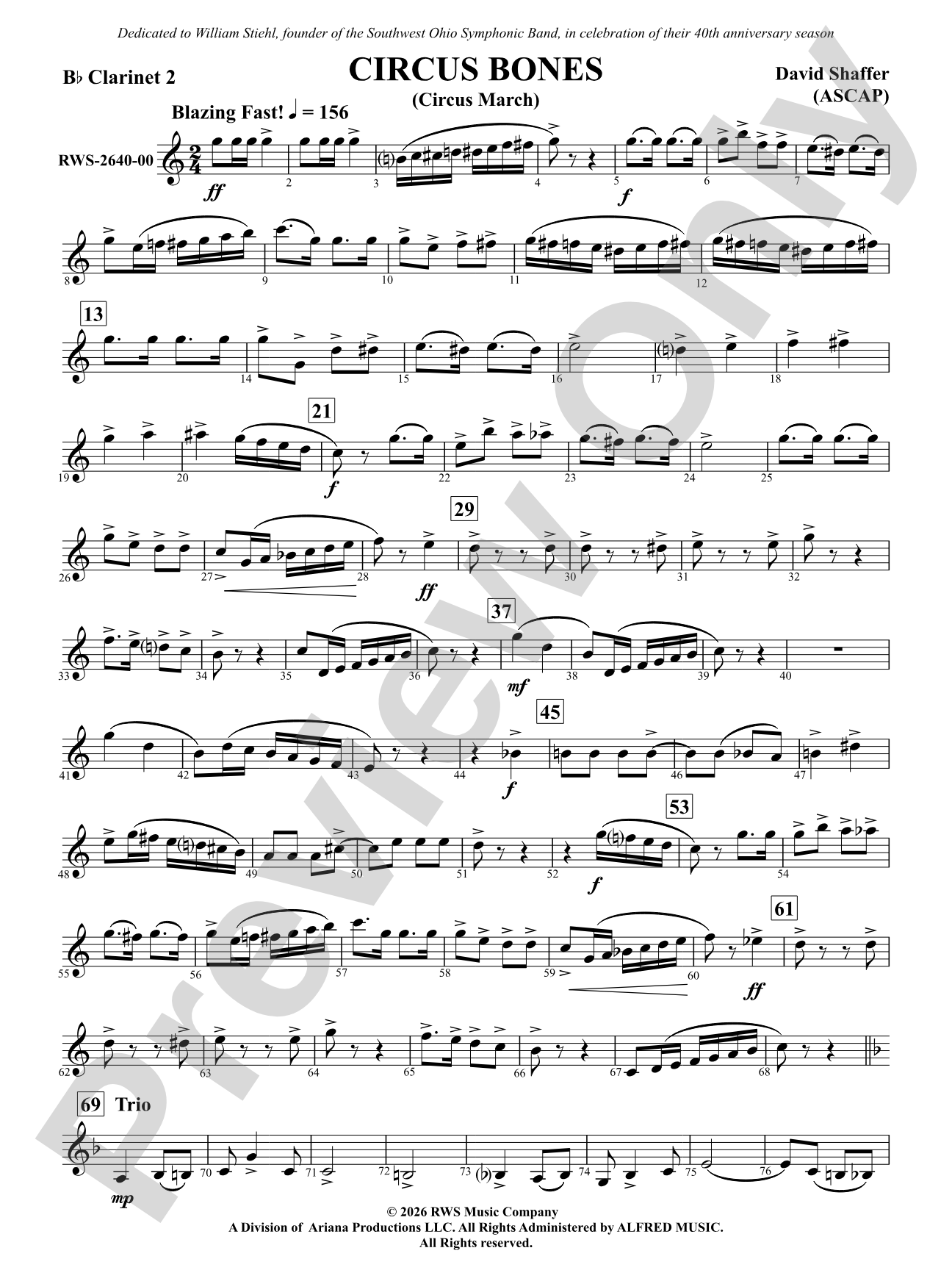 Circus Bones: 2nd B-flat Clarinet