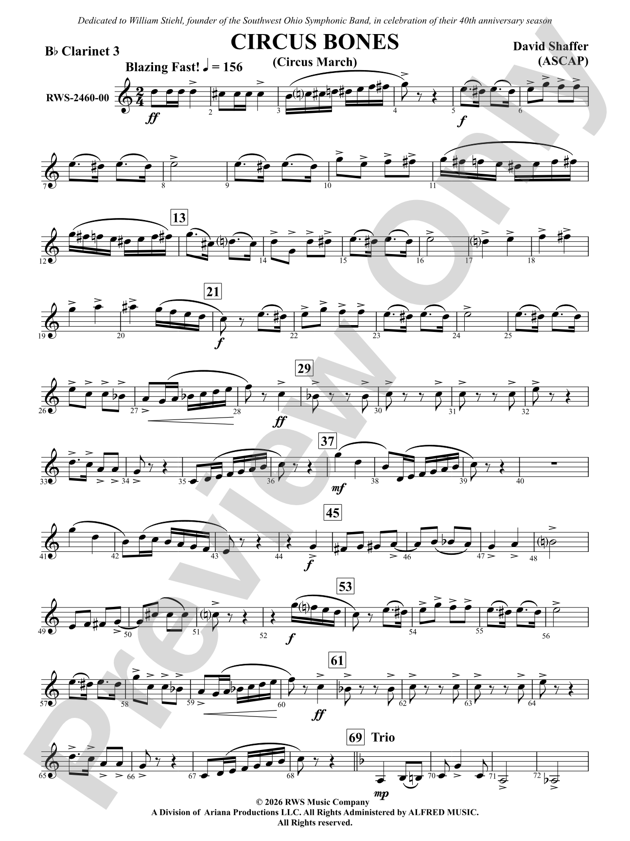 Circus Bones: 3rd B-flat Clarinet