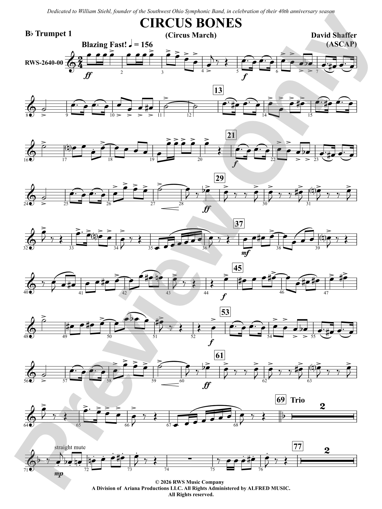 Circus Bones: 1st B-flat Trumpet