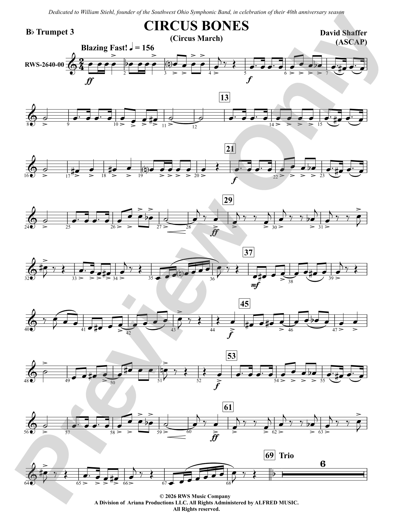 Circus Bones: 3rd B-flat Trumpet