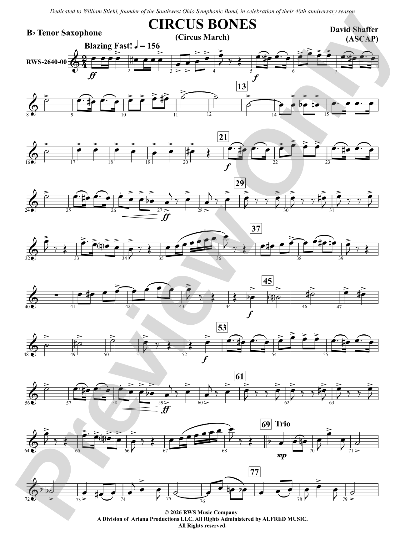 Circus Bones: B-flat Tenor Saxophone
