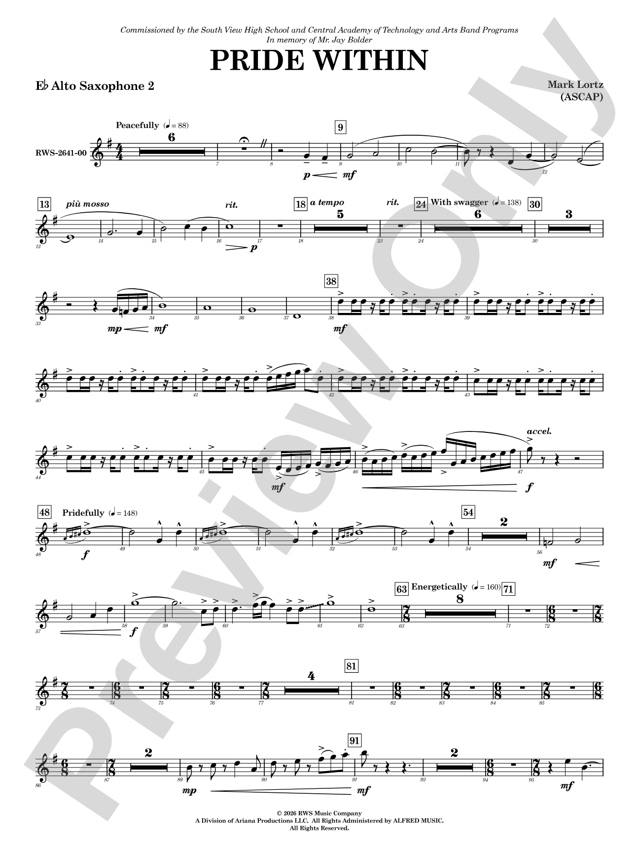 Pride Within: 2nd E-flat Alto Saxophone