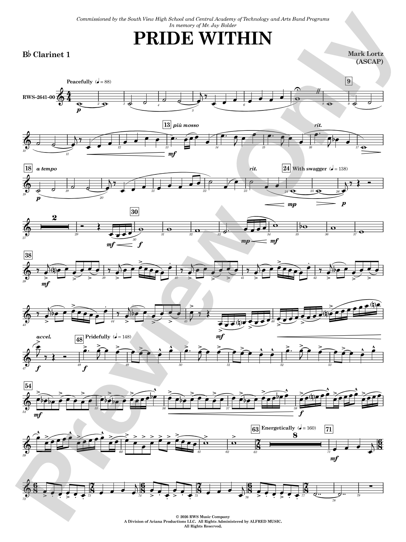 Pride Within: 1st B-flat Clarinet