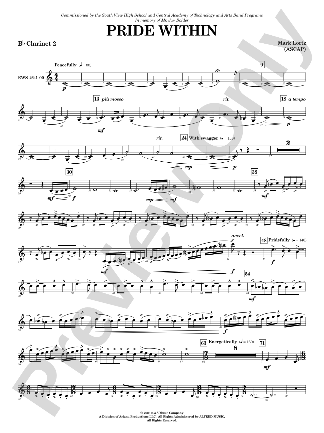 Pride Within: 2nd B-flat Clarinet