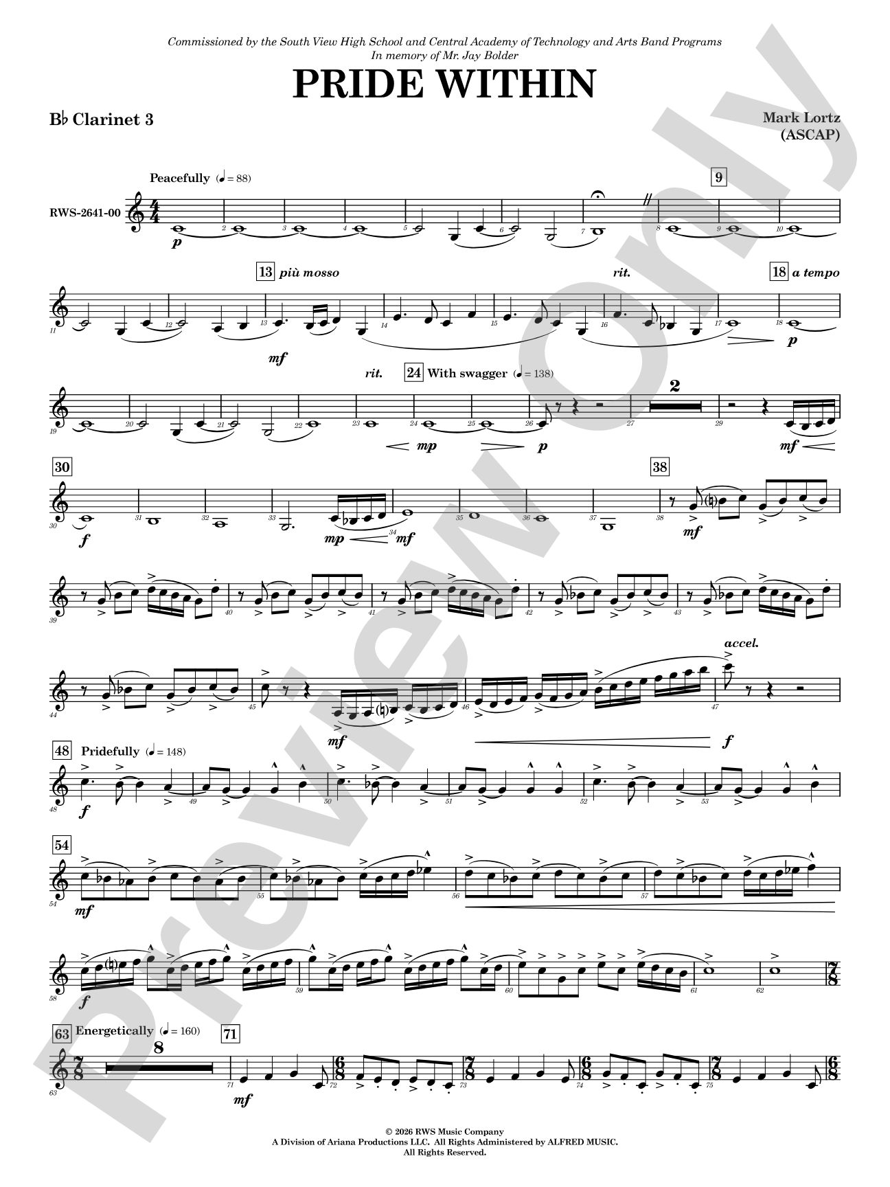 Pride Within: 3rd B-flat Clarinet
