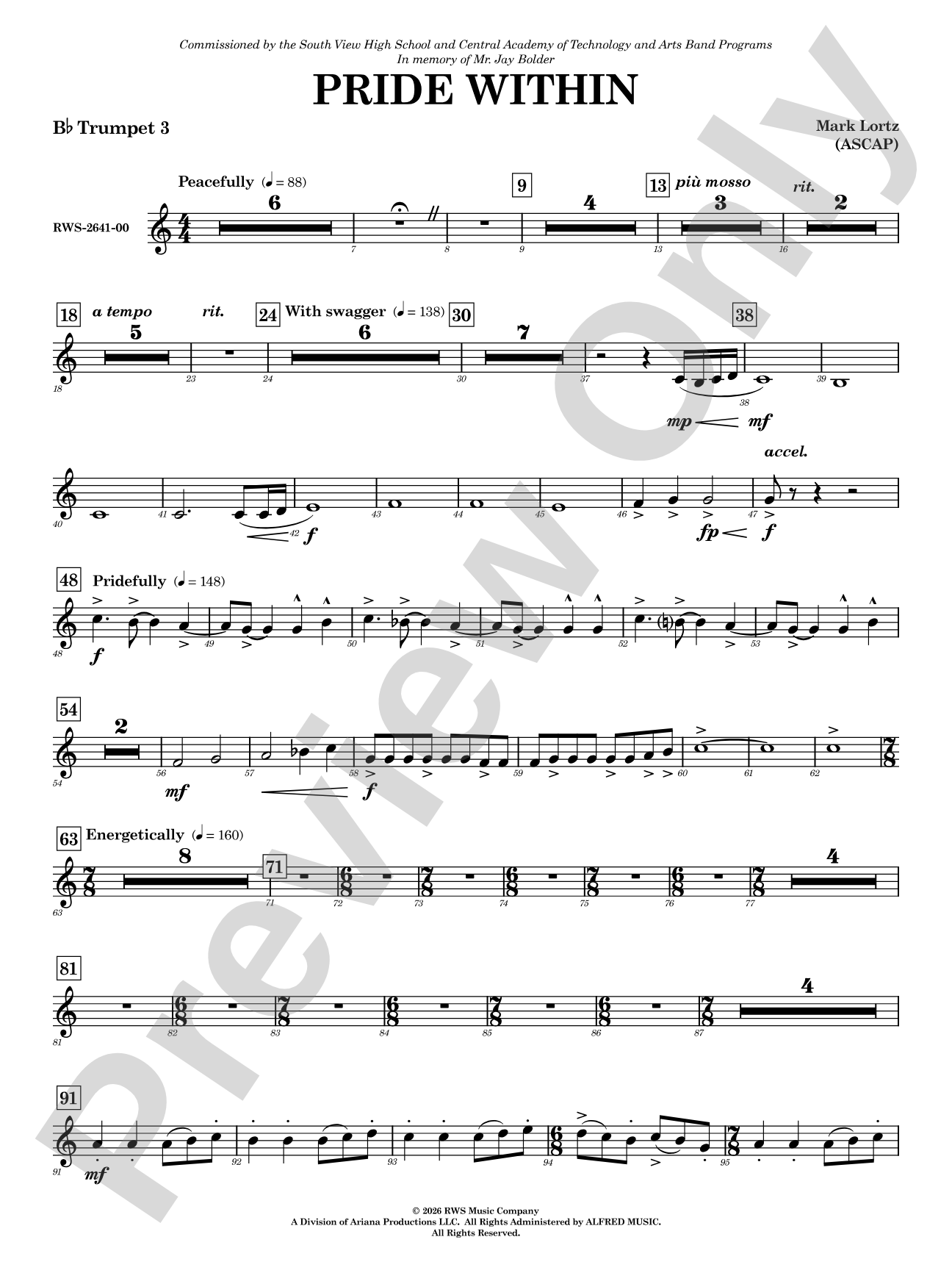 Pride Within: 3rd B-flat Trumpet