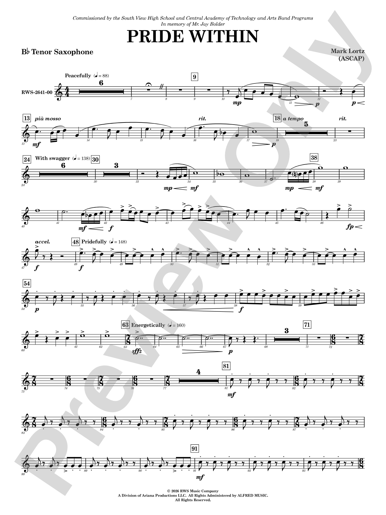 Pride Within: B-flat Tenor Saxophone