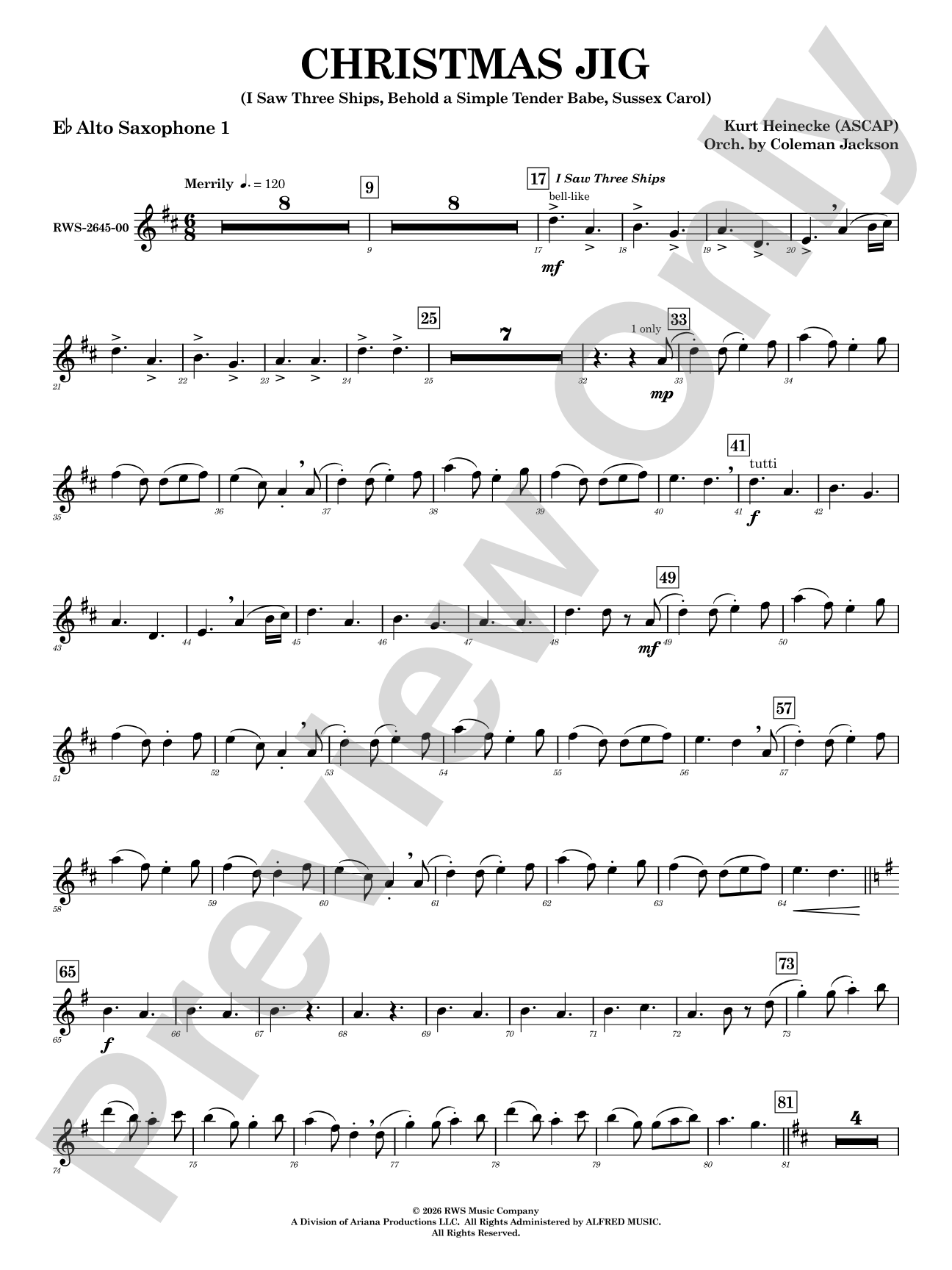 Christmas Jig: E-flat Alto Saxophone