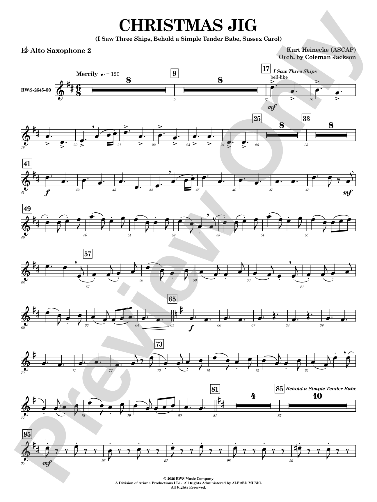 Christmas Jig: 2nd E-flat Alto Saxophone