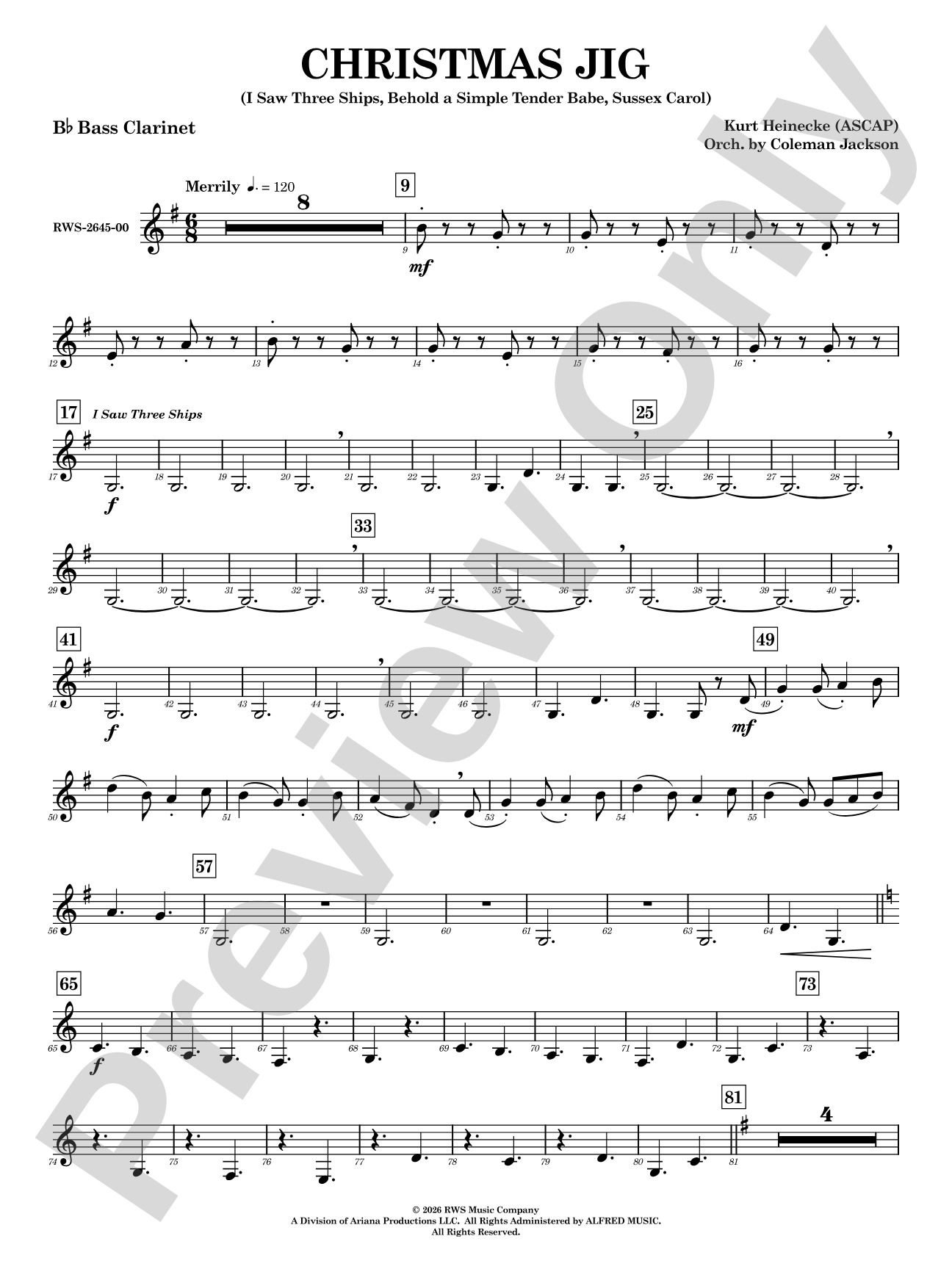 Christmas Jig: B-flat Bass Clarinet