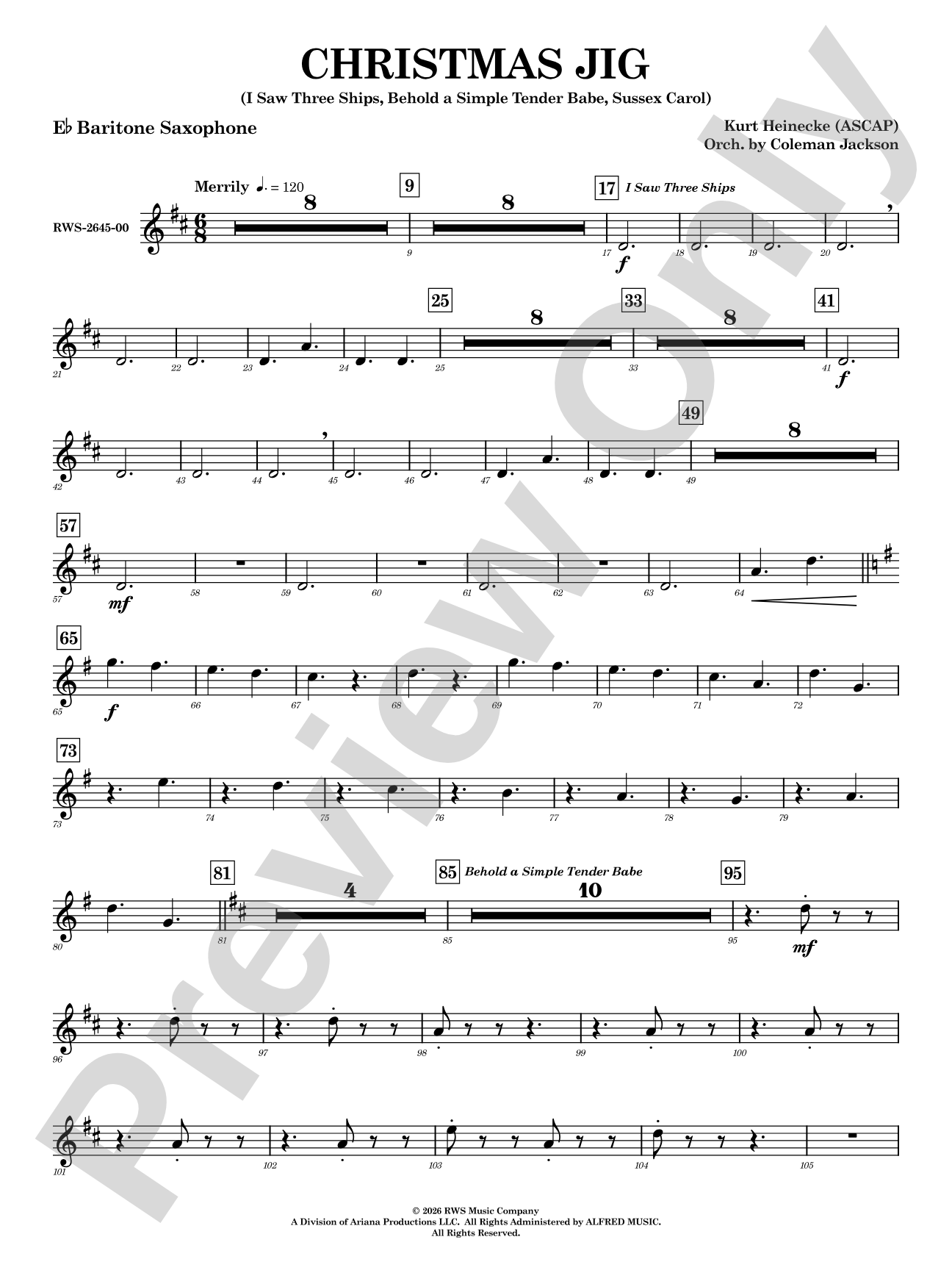 Christmas Jig: E-flat Baritone Saxophone