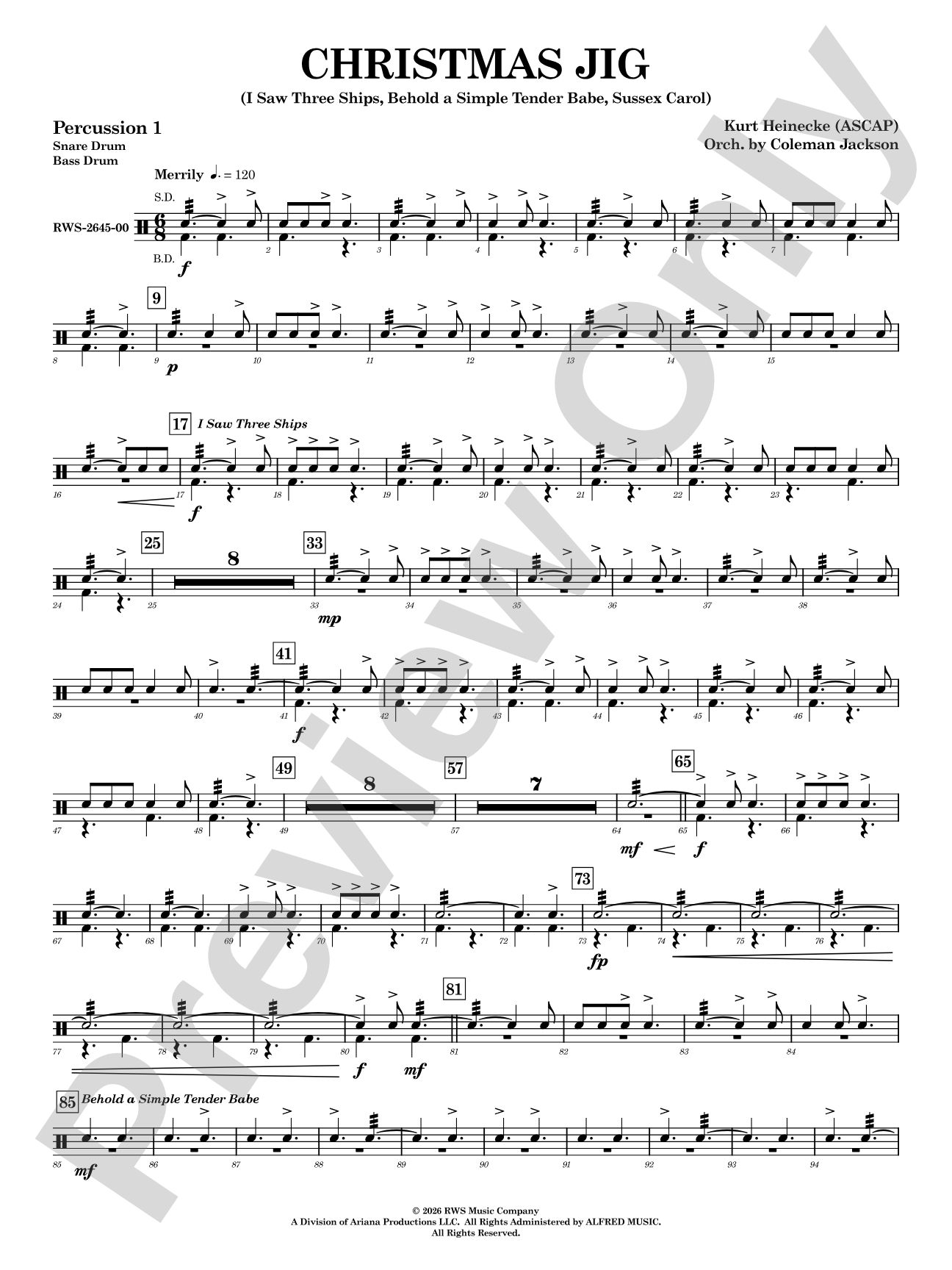 Christmas Jig: 1st Percussion