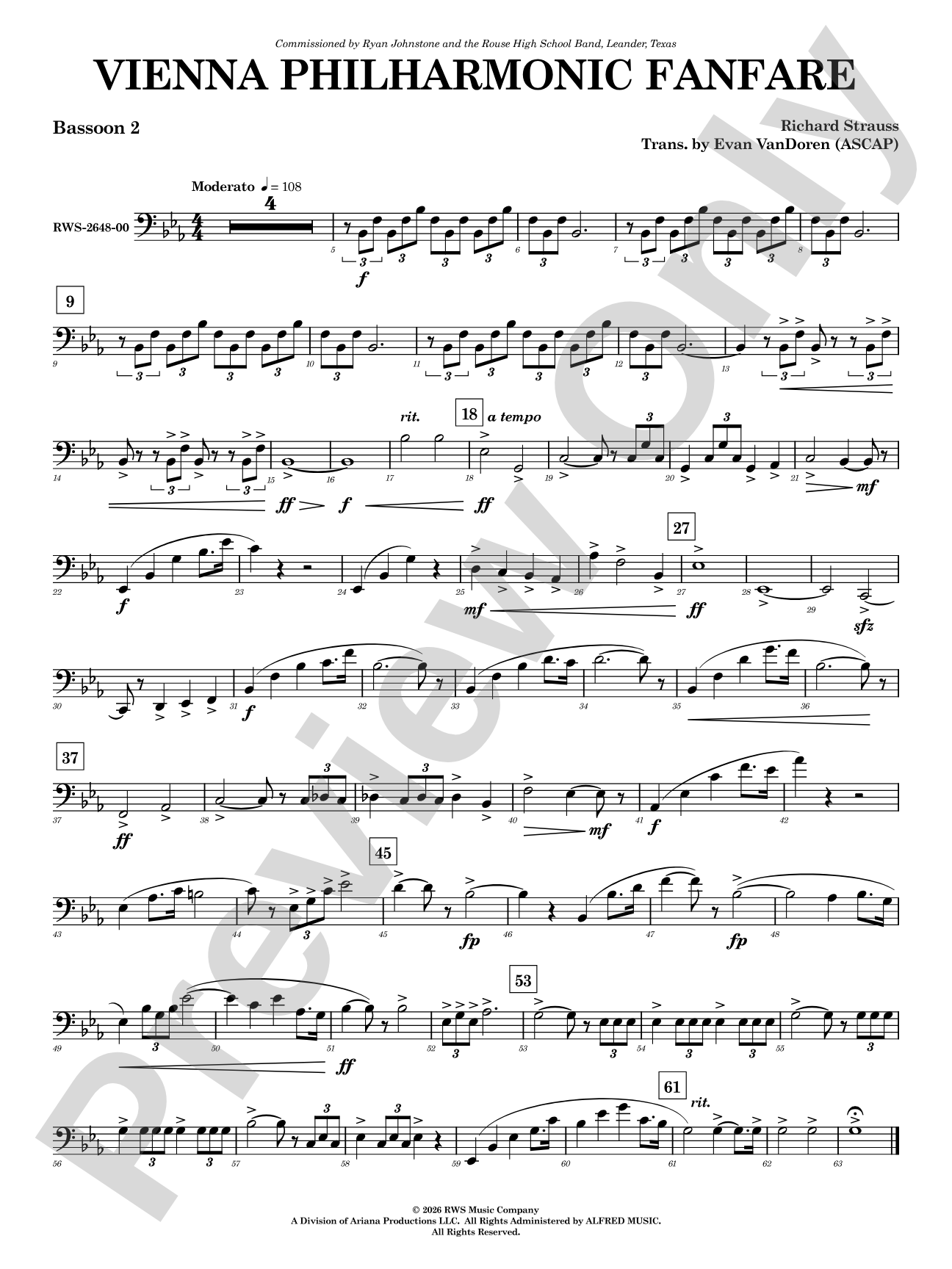 Vienna Philharmonic Fanfare: 2nd Bassoon