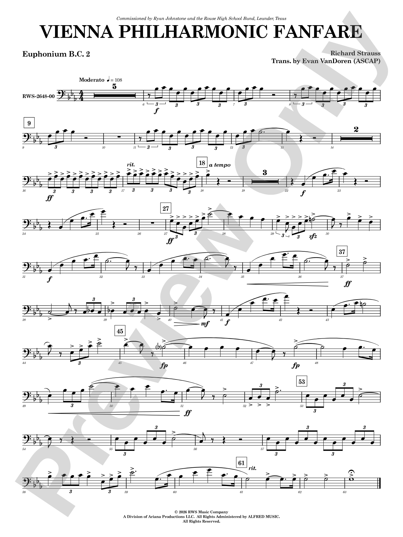 Vienna Philharmonic Fanfare: 2nd Baritone B.C.