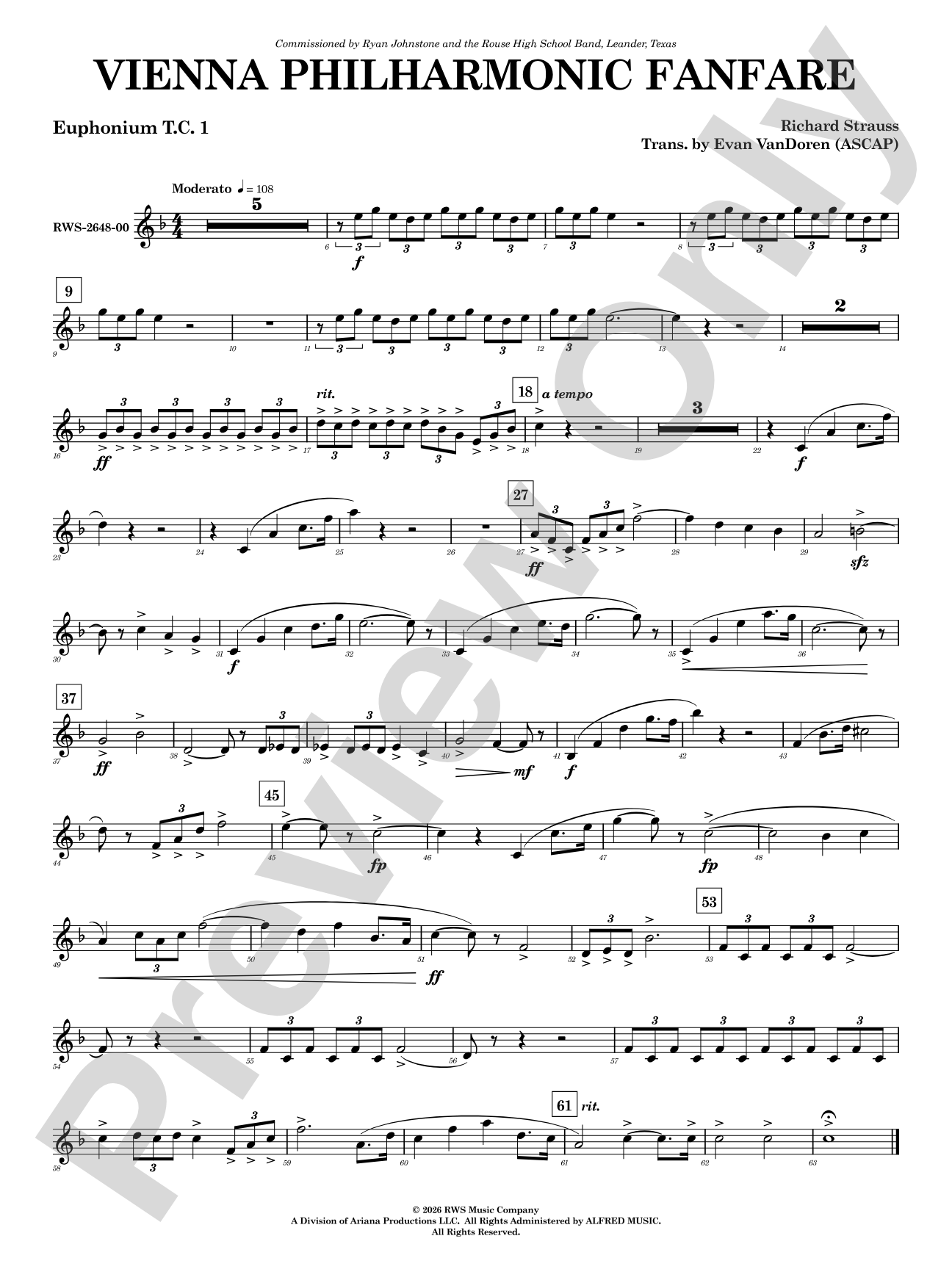 Vienna Philharmonic Fanfare: Baritone T.C.
