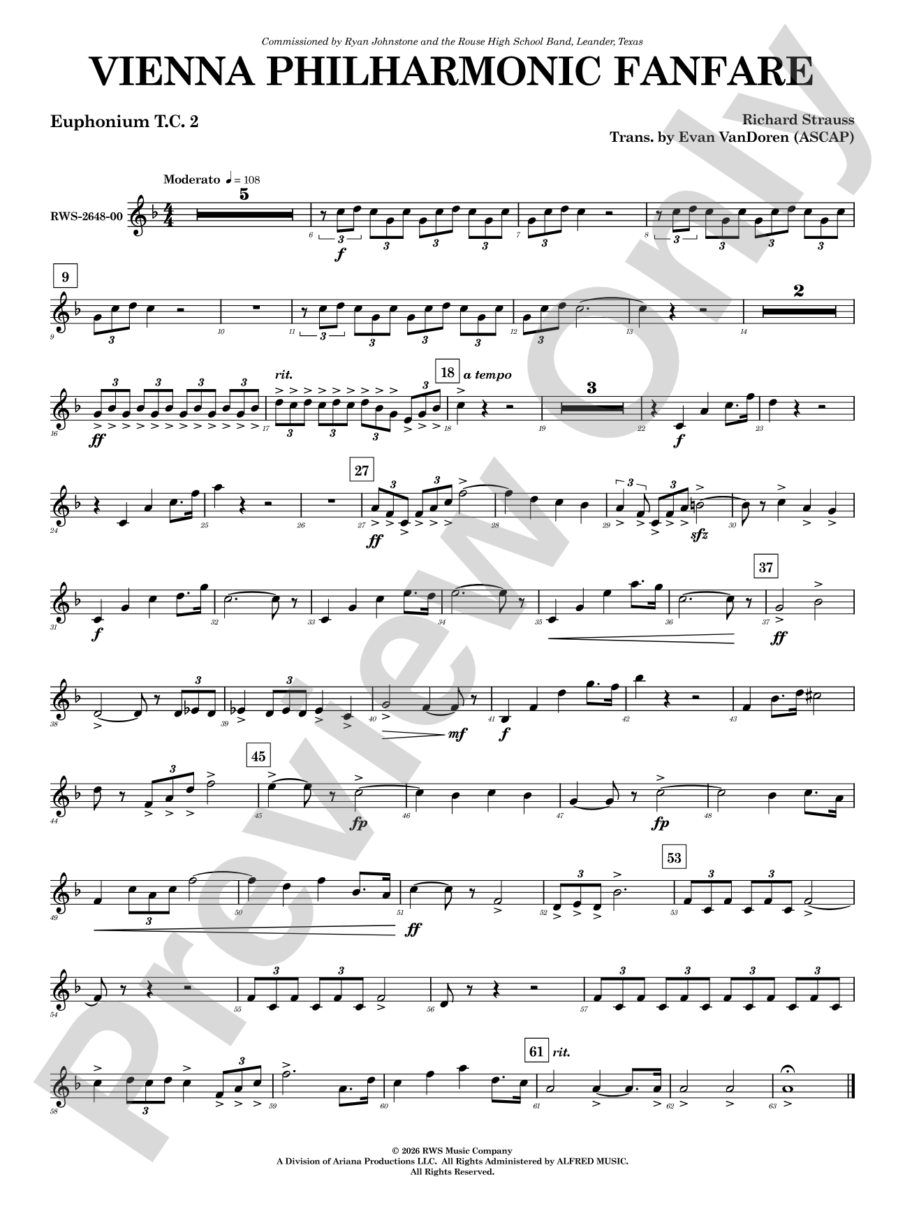 Vienna Philharmonic Fanfare: 2nd Baritone T.C.