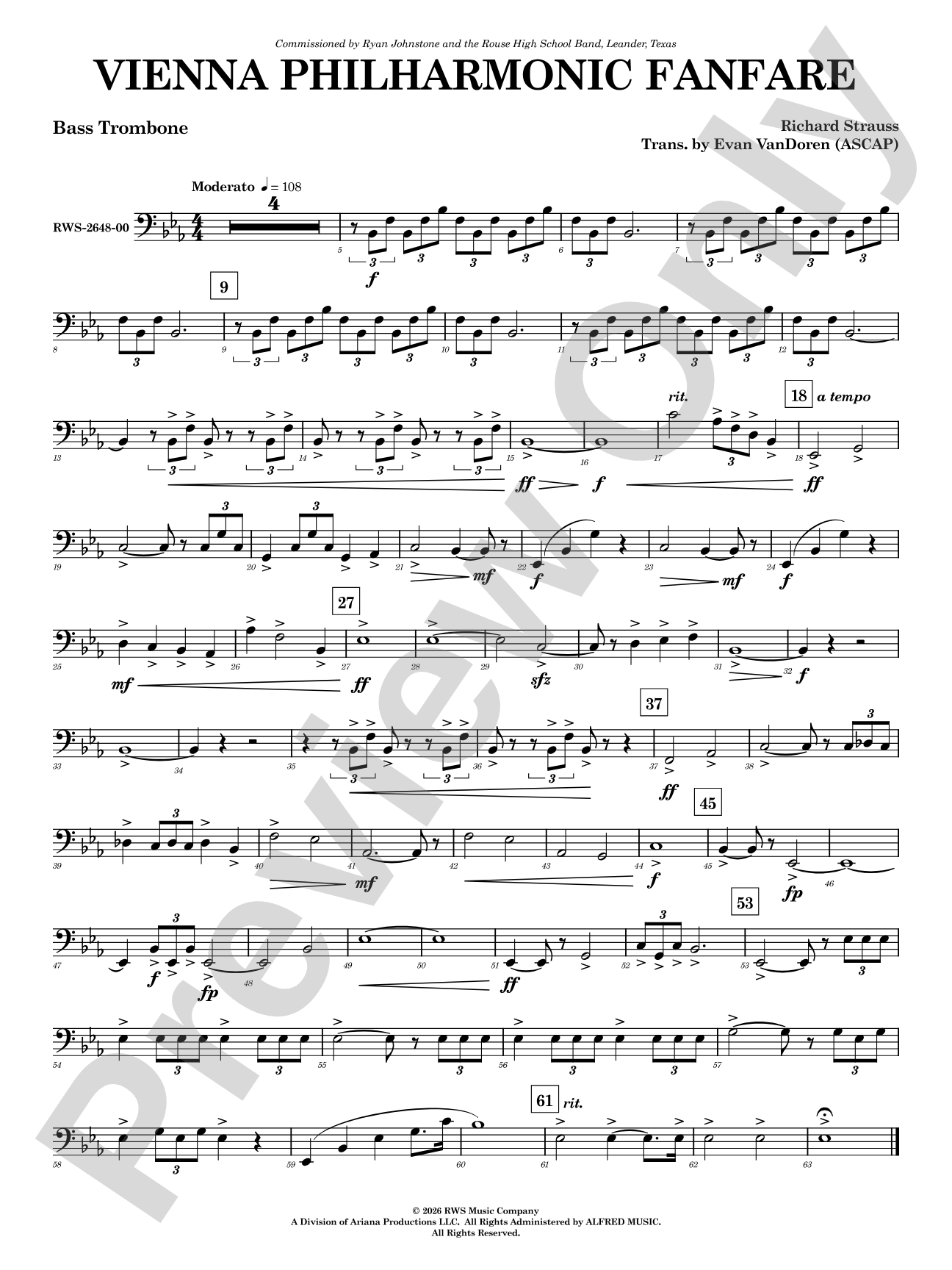 Vienna Philharmonic Fanfare: Bass Trombone