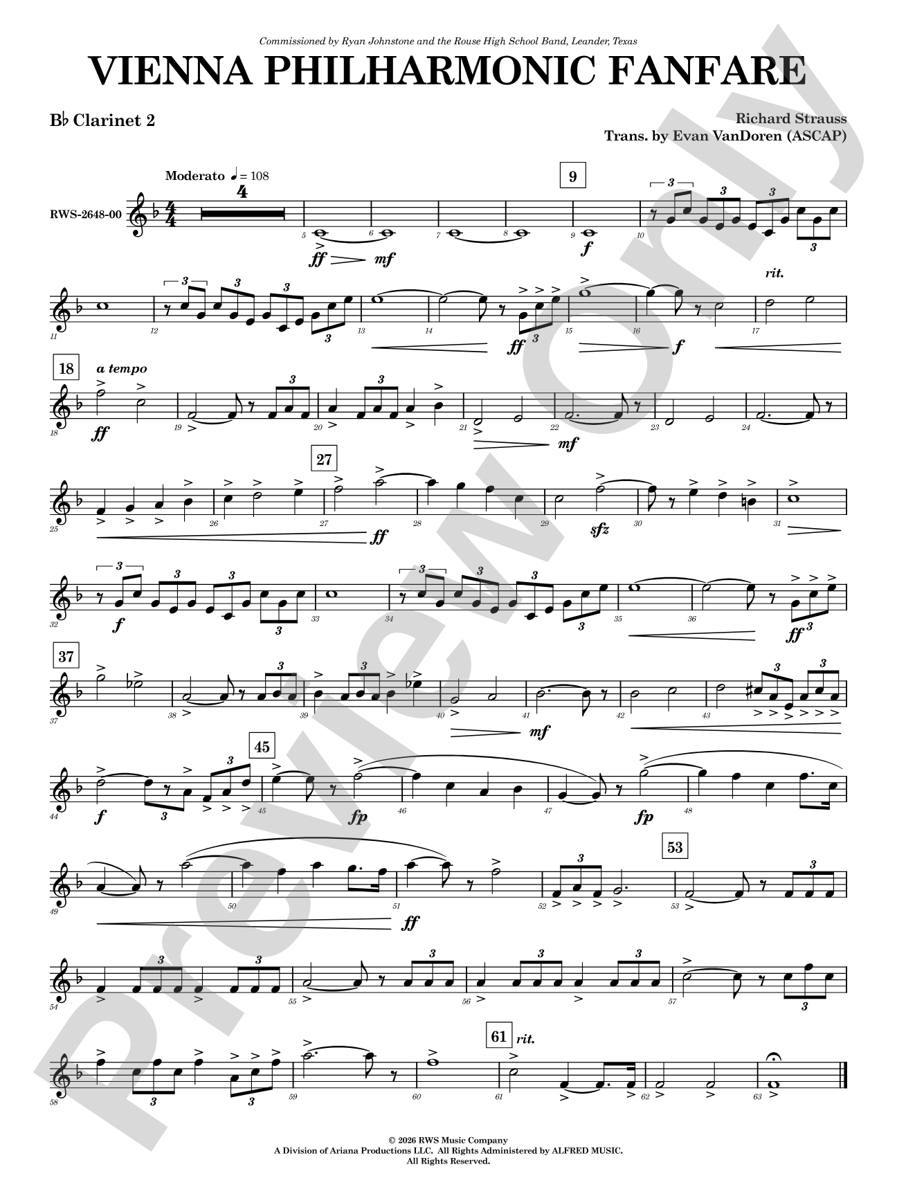 Vienna Philharmonic Fanfare: 2nd B-flat Clarinet