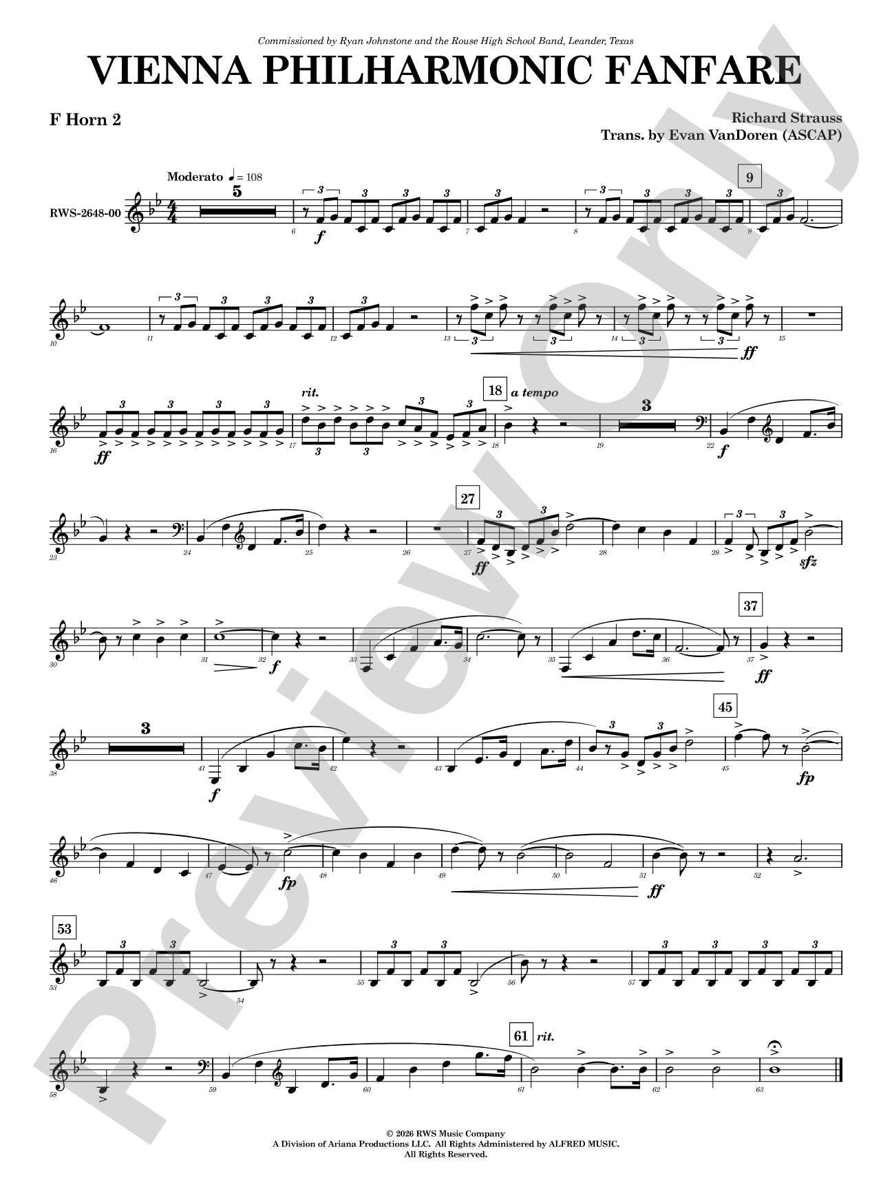 Vienna Philharmonic Fanfare: 2nd F Horn
