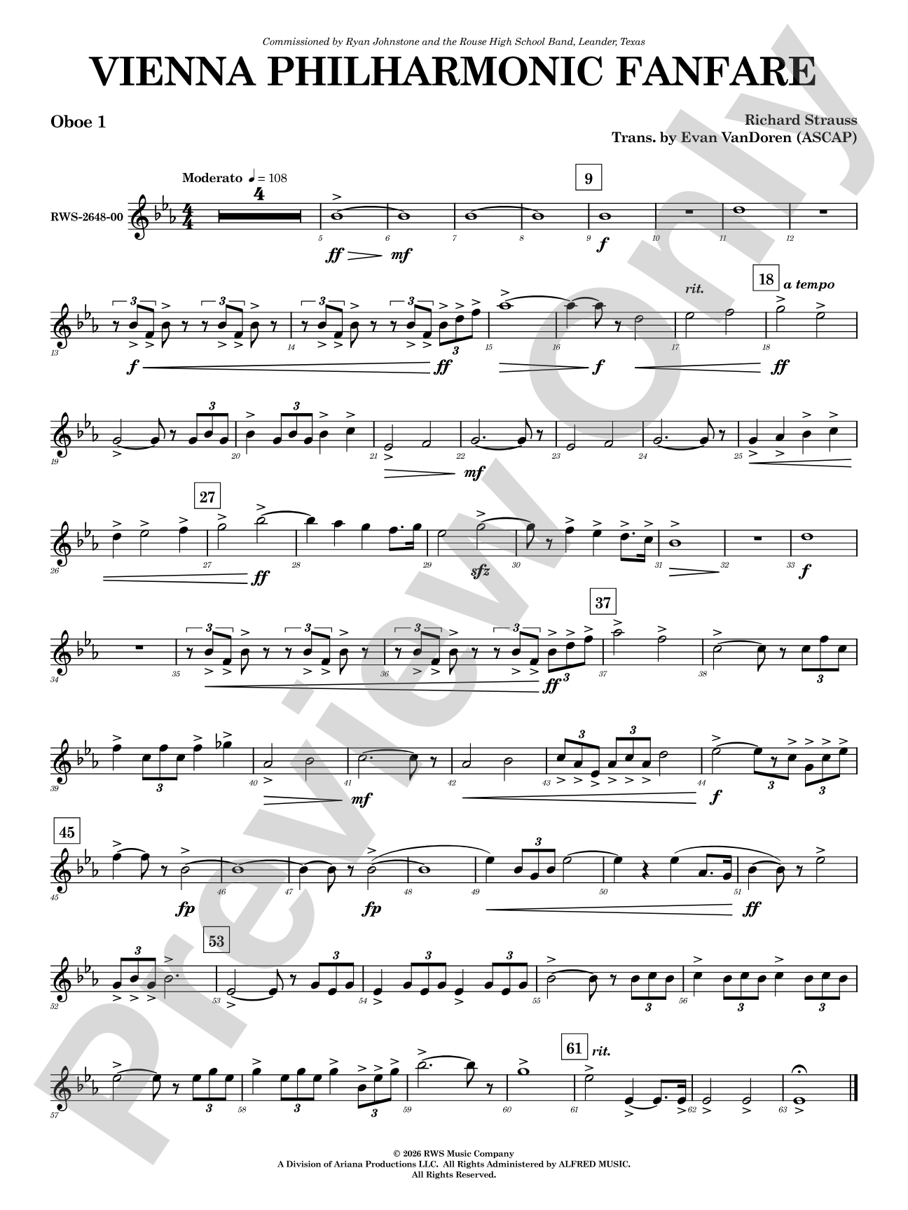 Vienna Philharmonic Fanfare: Oboe