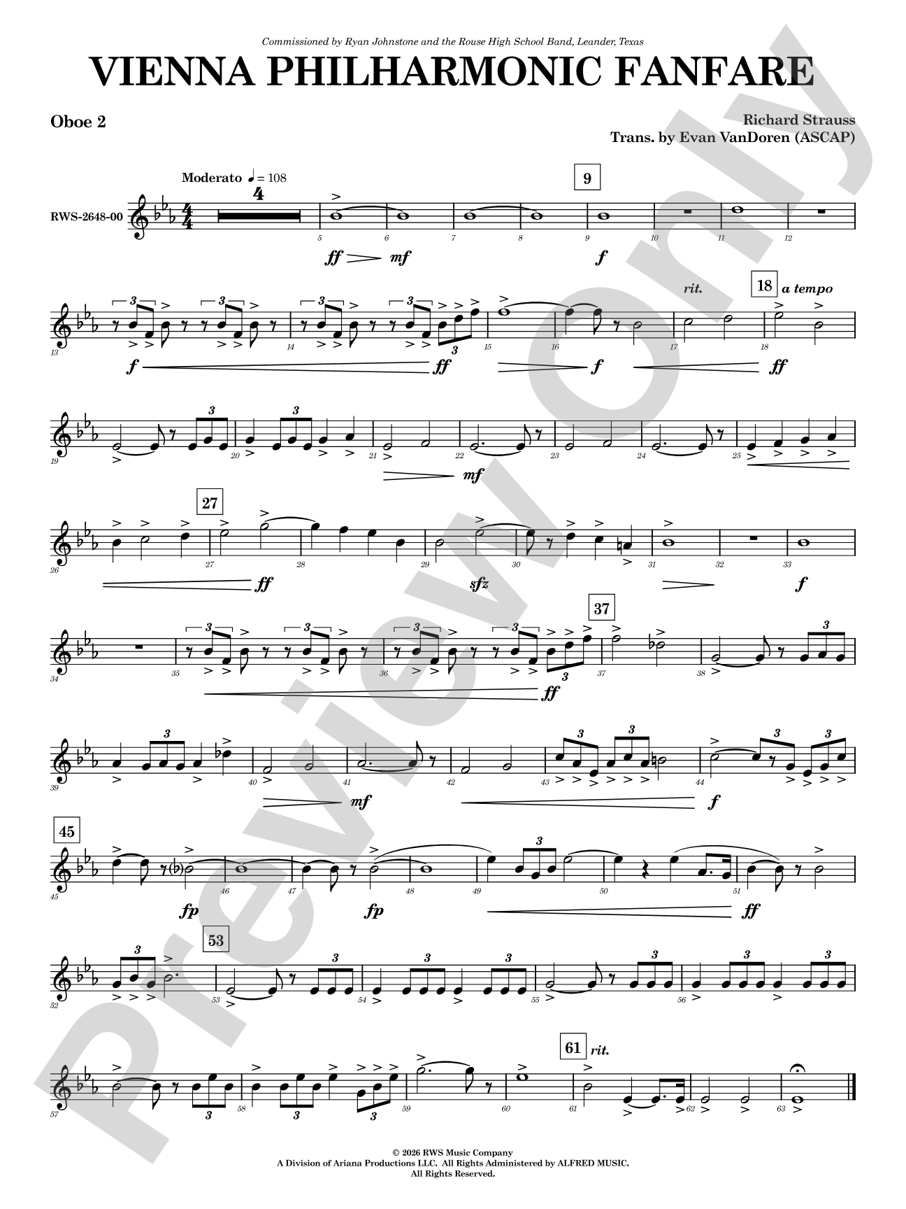Vienna Philharmonic Fanfare: 2nd Oboe