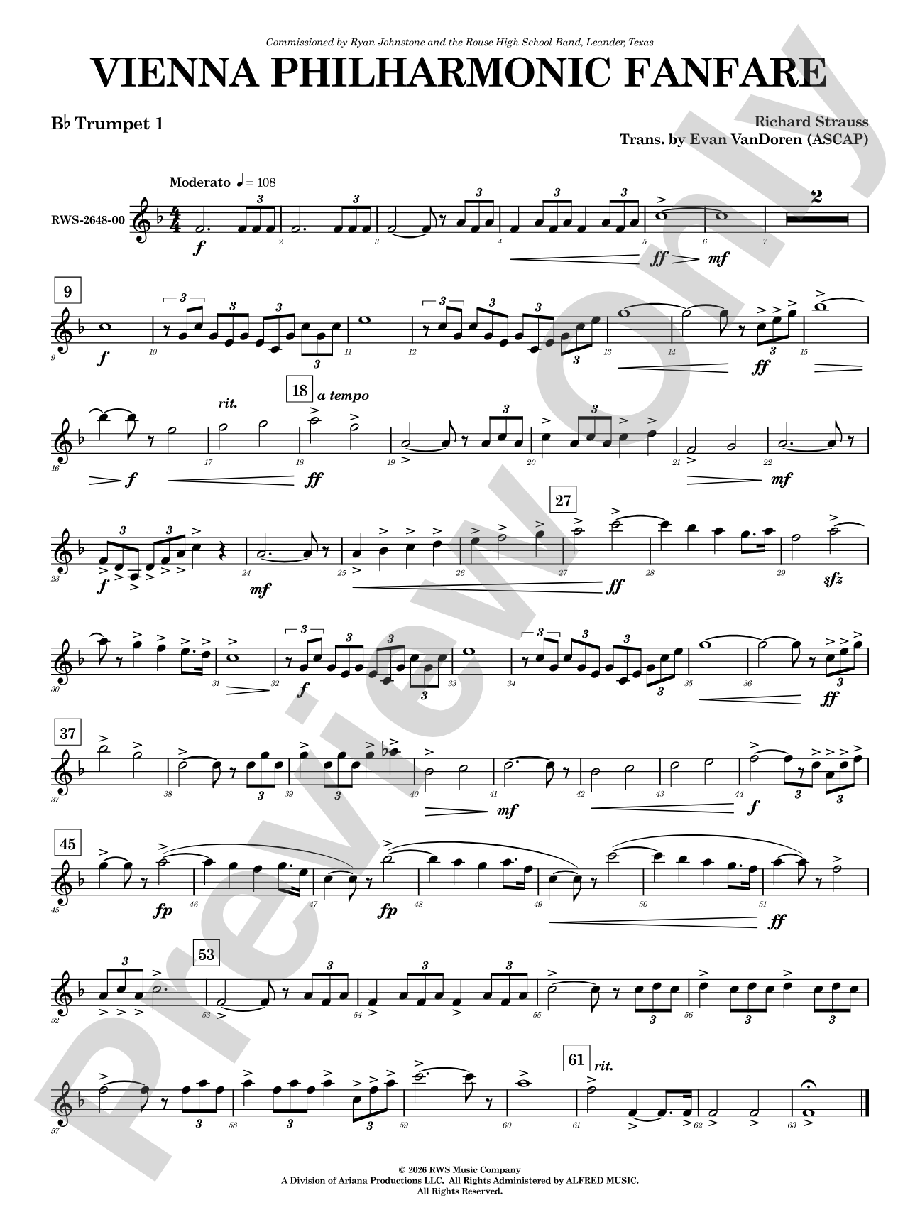 Vienna Philharmonic Fanfare: 1st B-flat Trumpet