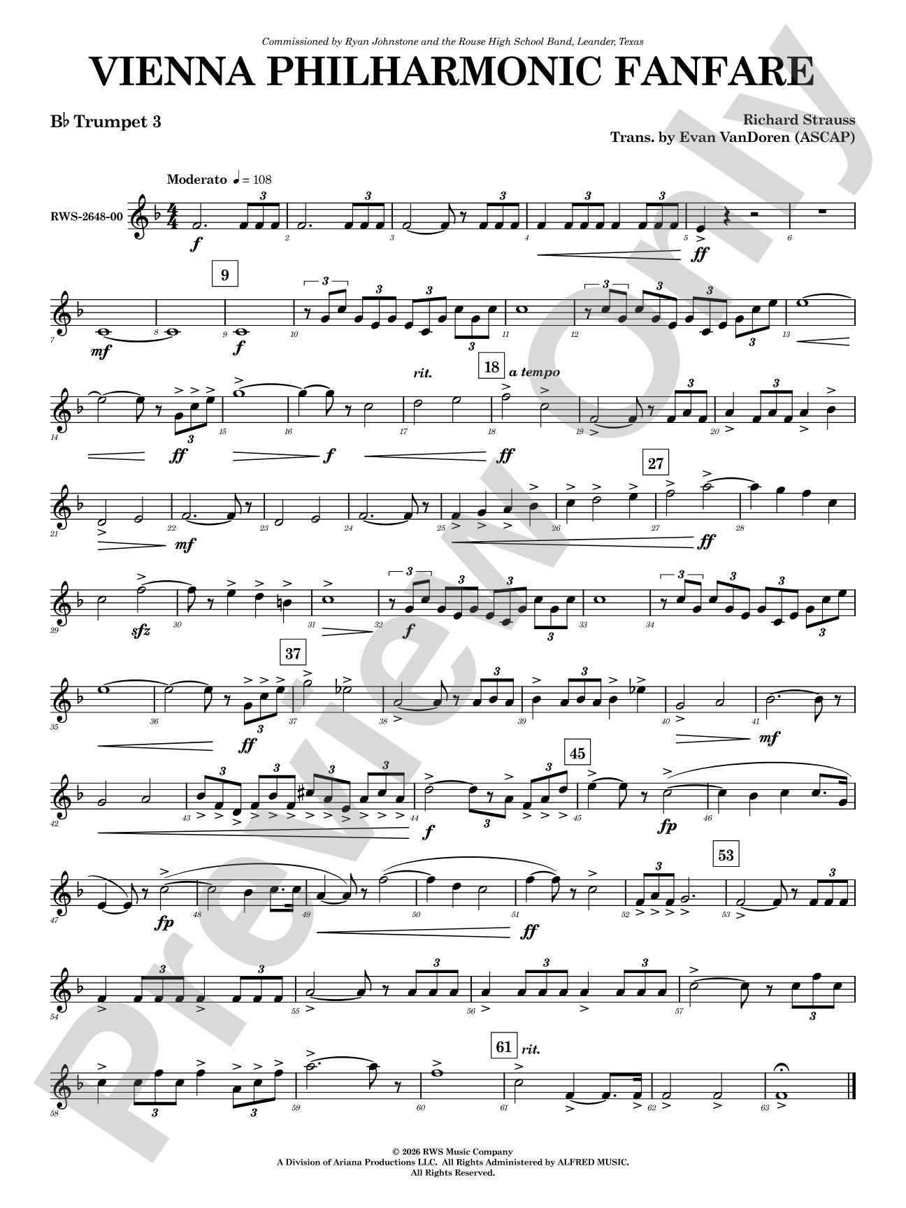 Vienna Philharmonic Fanfare: 3rd B-flat Trumpet