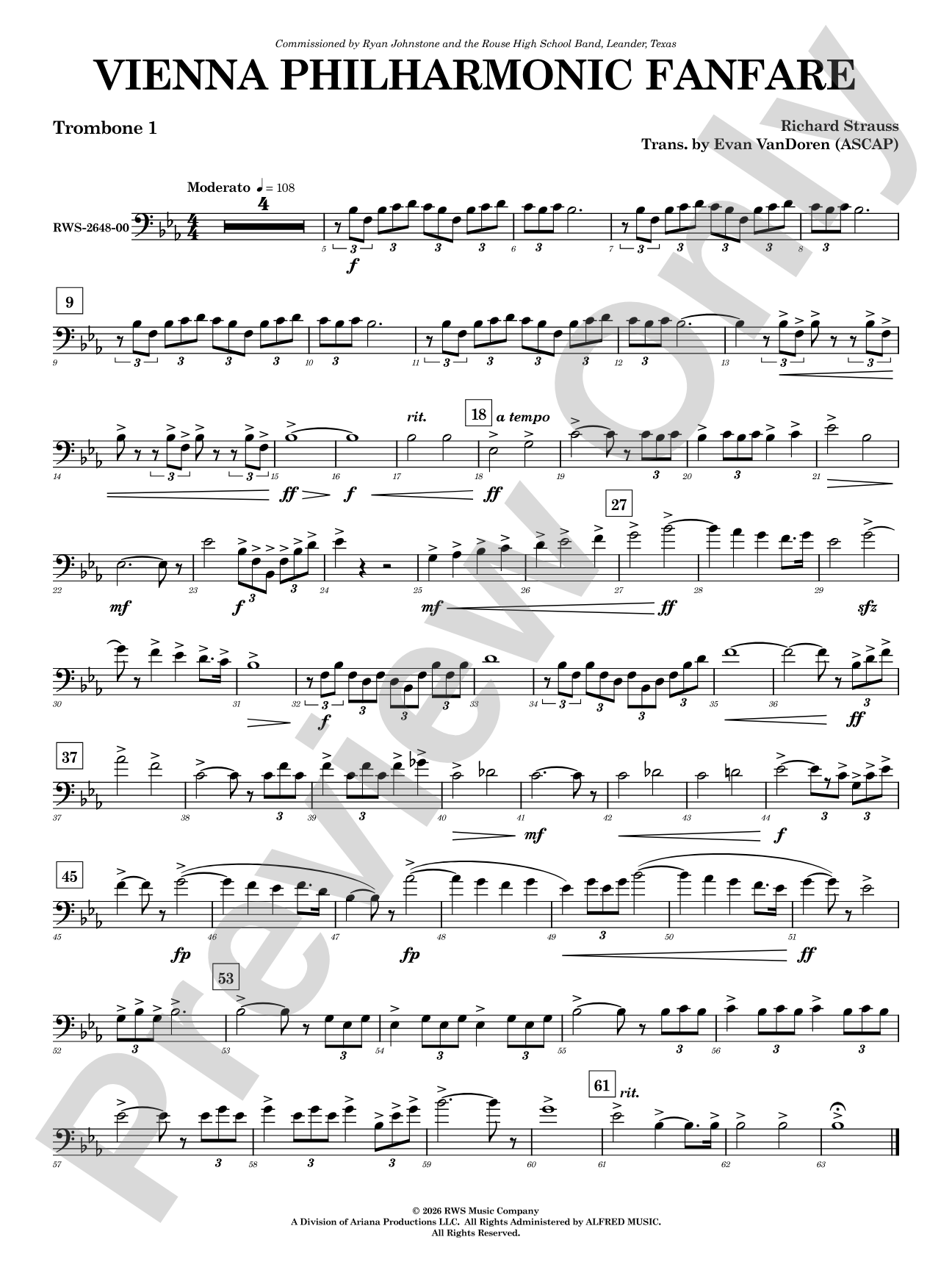 Vienna Philharmonic Fanfare: 1st Trombone