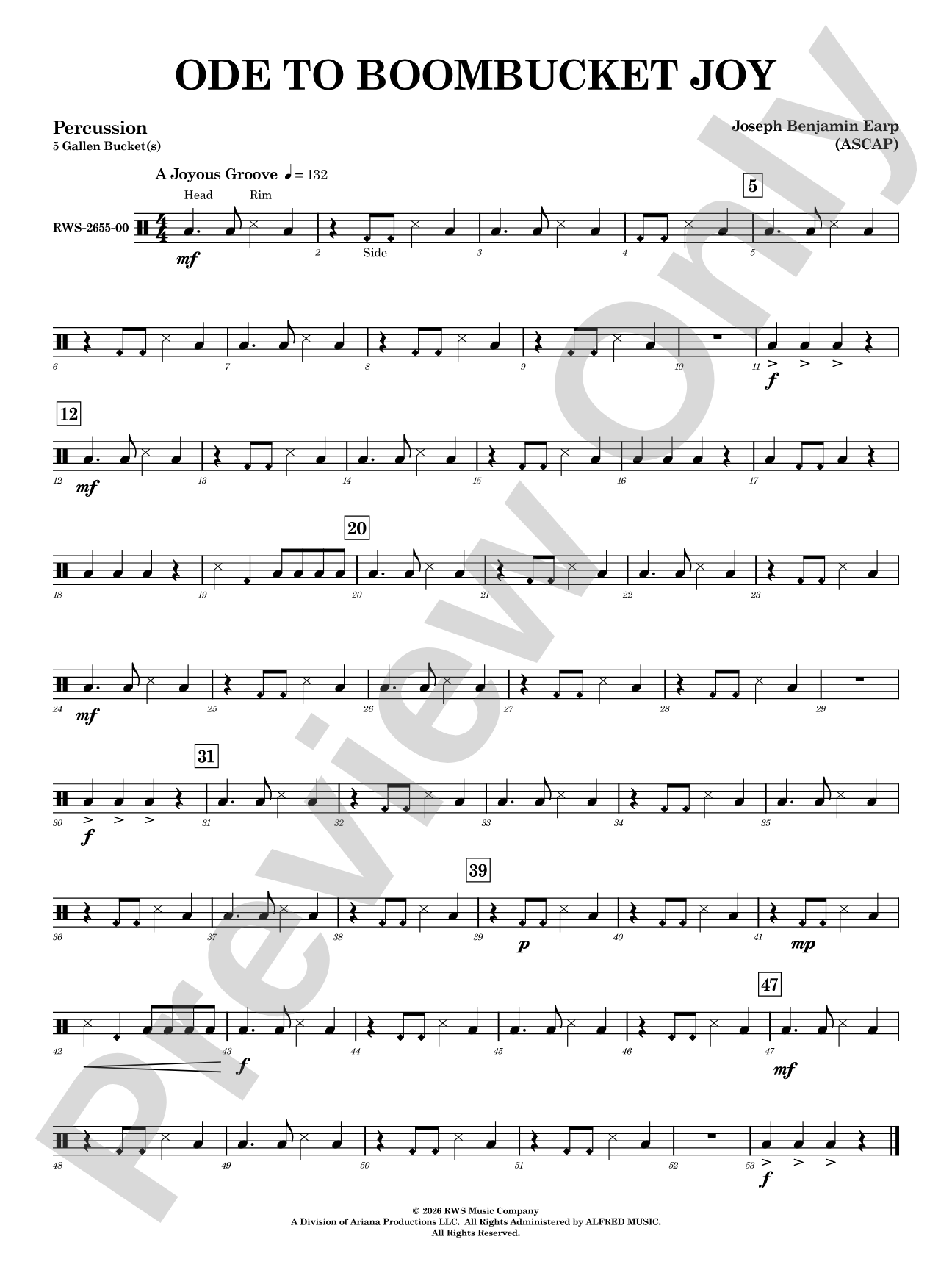 Ode to Boombucket Joy: 1st Percussion