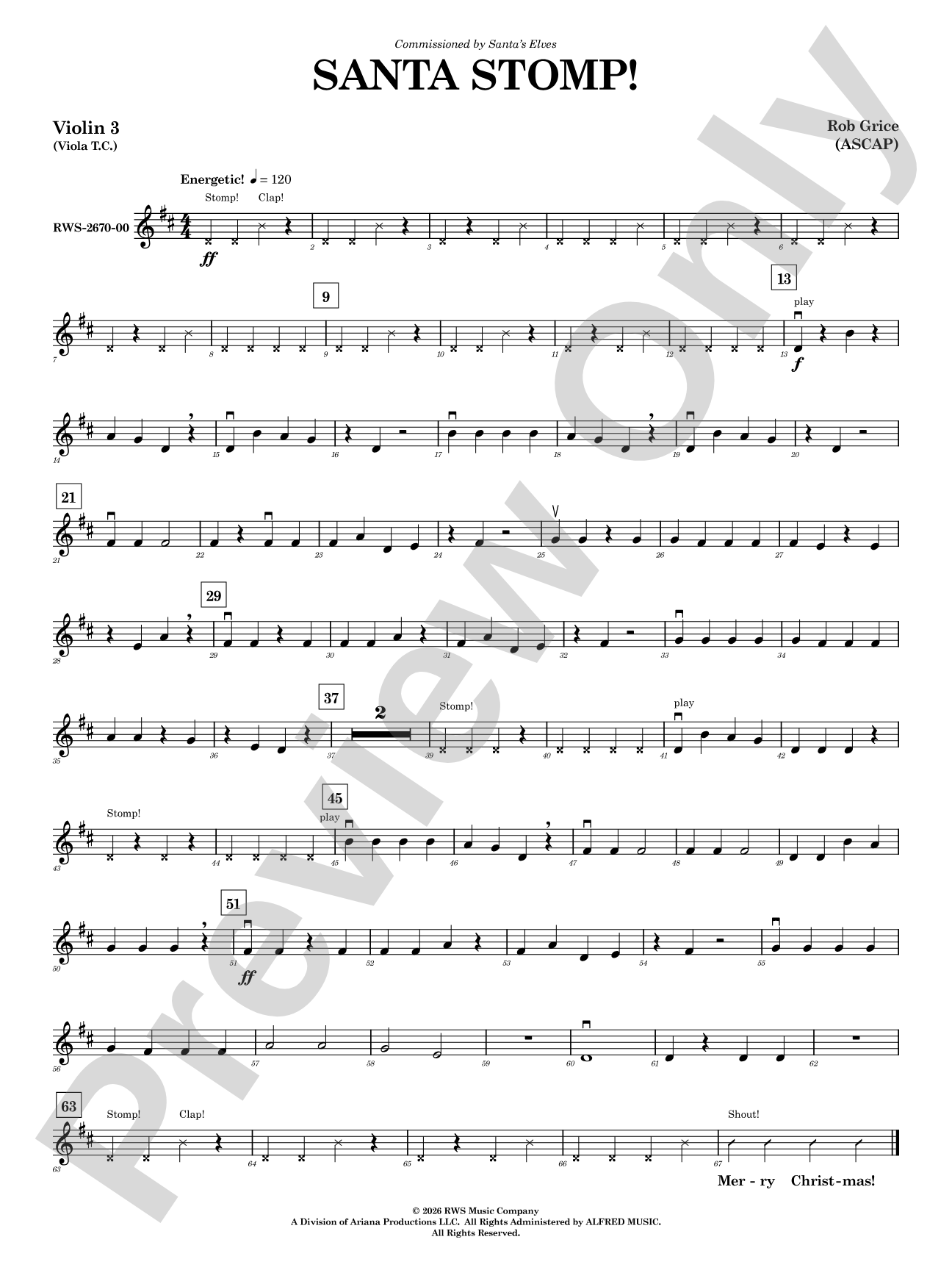 Santa Stomp: 3rd Violin (Viola [TC])