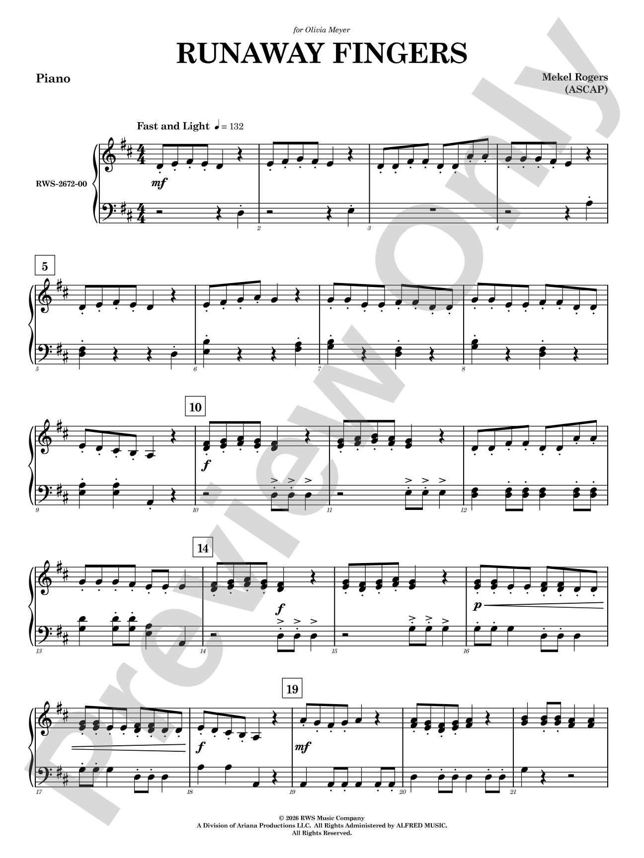 Runaway Fingers: Piano Accompaniment