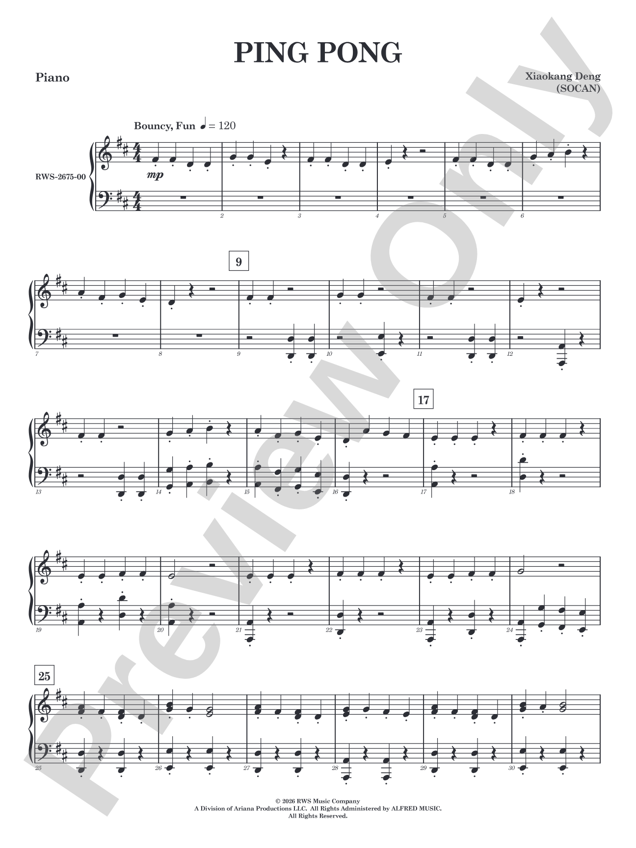 Ping Pong: Piano Accompaniment