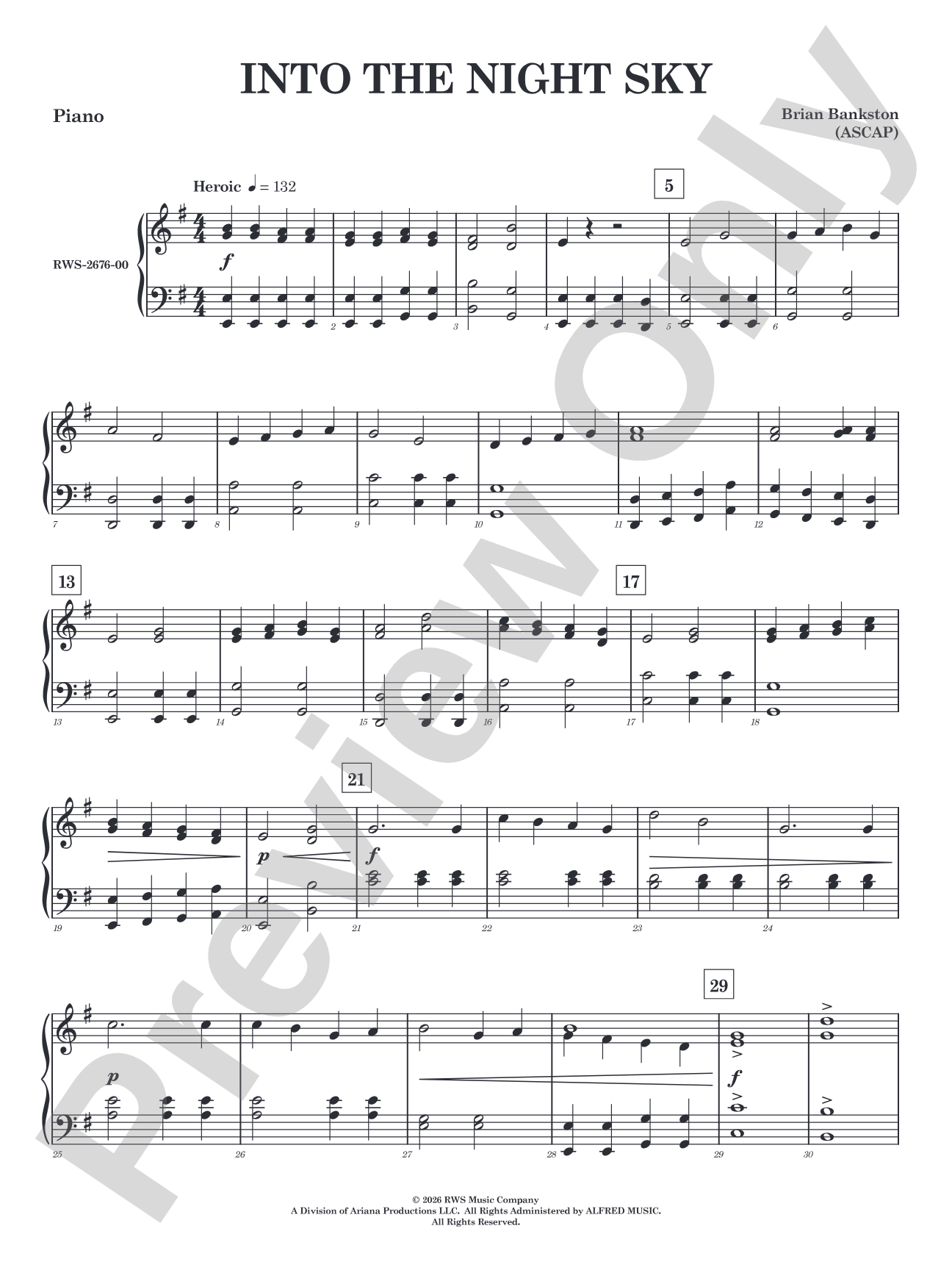 Into the Night Sky: Piano Accompaniment