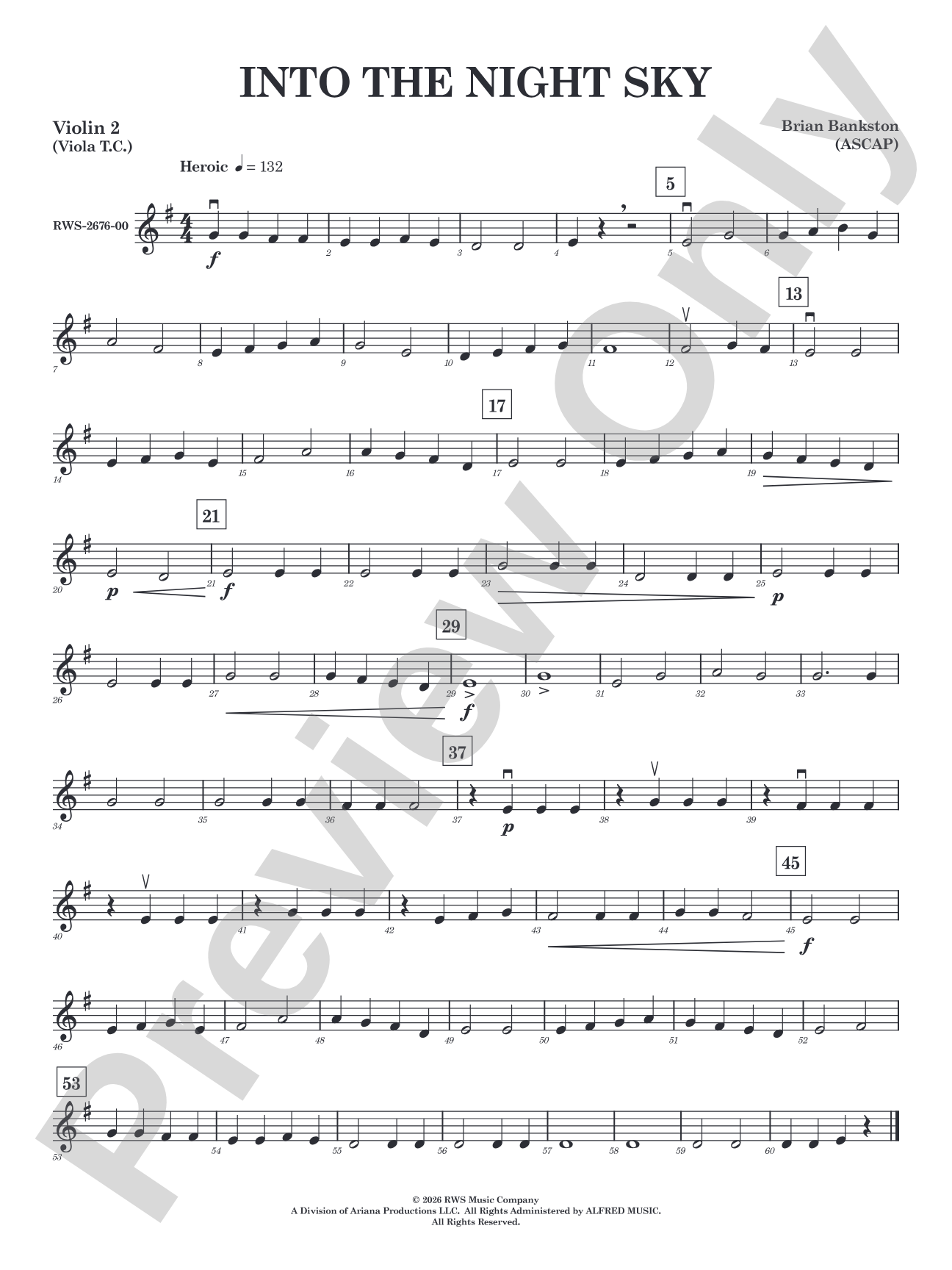 Into the Night Sky: 2nd Violin