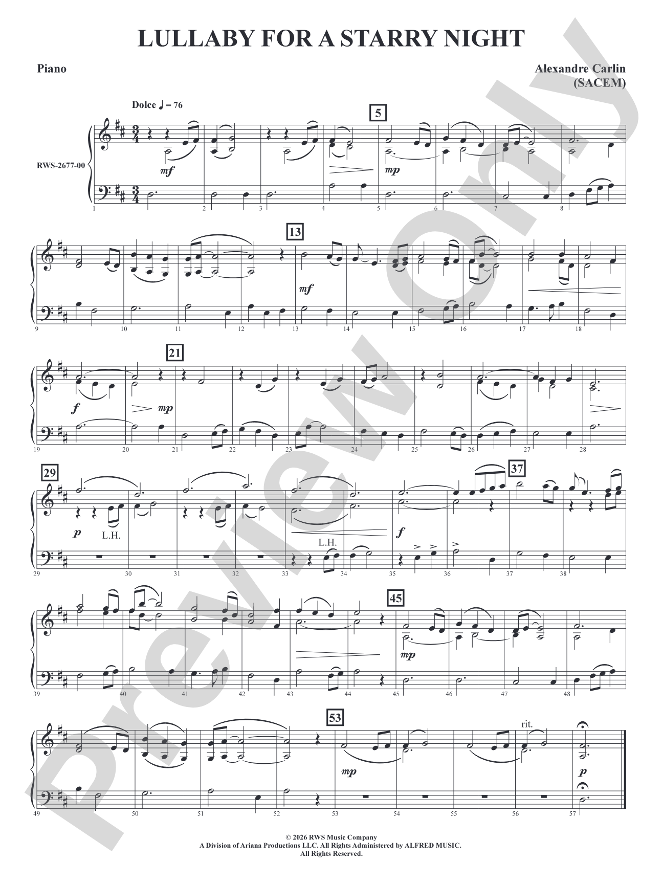 Lullaby for a Starry Night: Piano Accompaniment