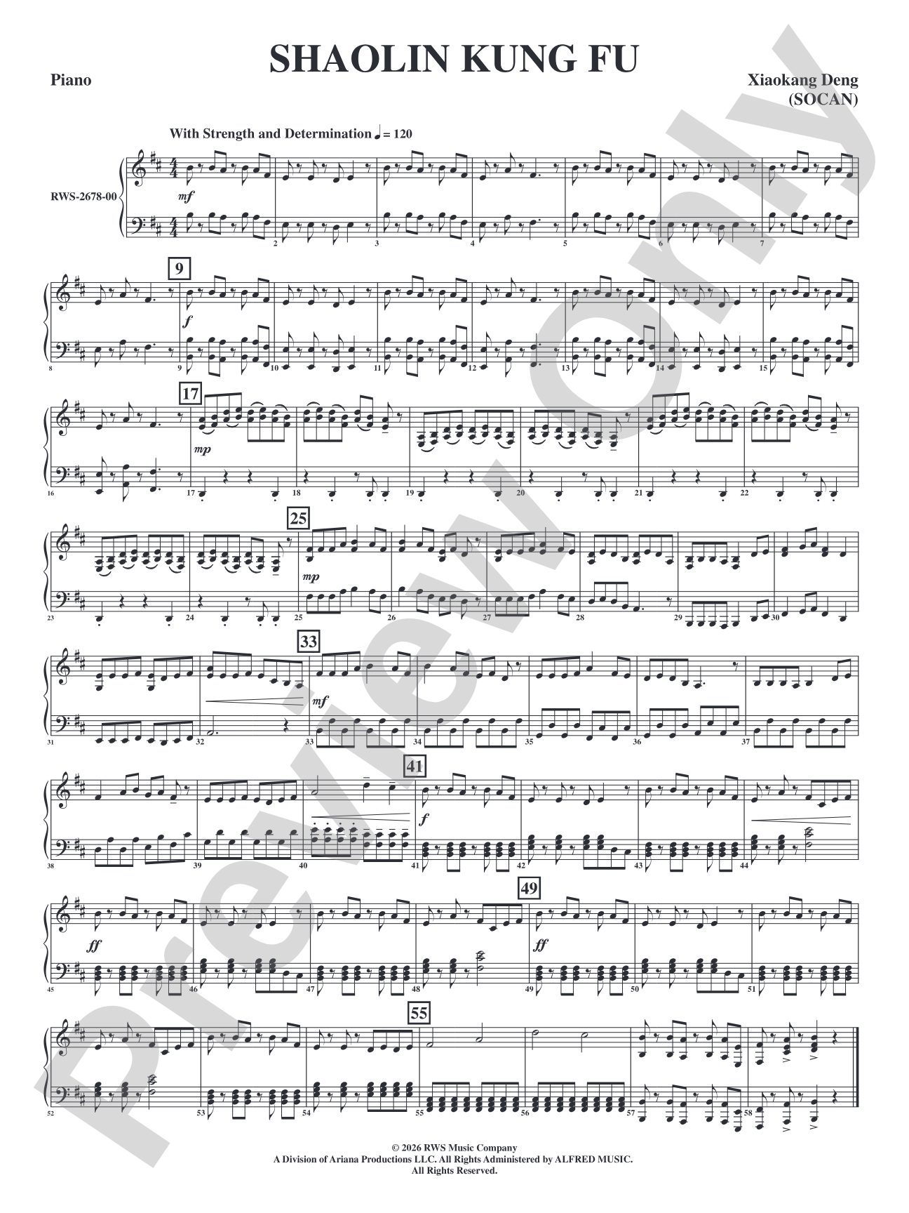 Shaolin Kung Fu: Piano Accompaniment