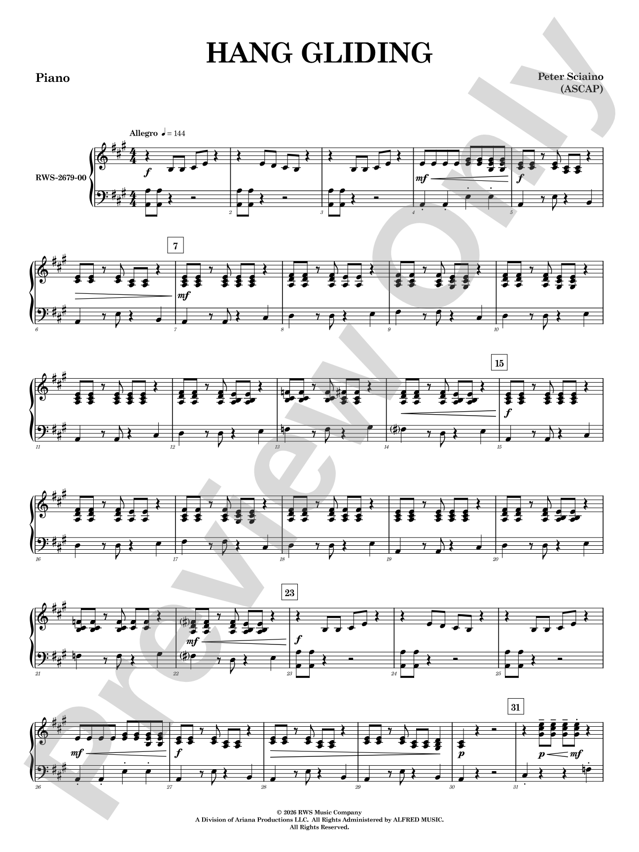 Hang Gliding: Piano Accompaniment