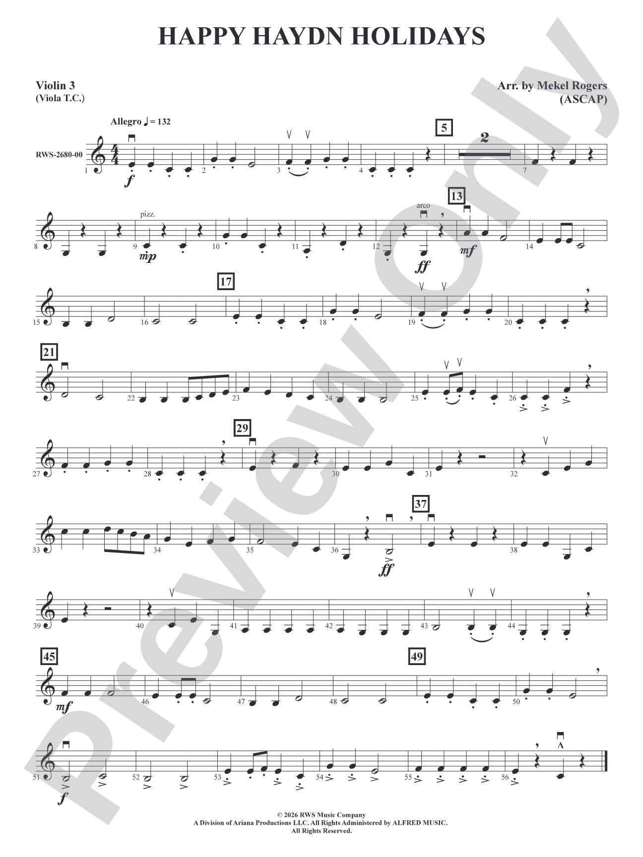 Happy Haydn Holidays: 3rd Violin (Viola [TC])