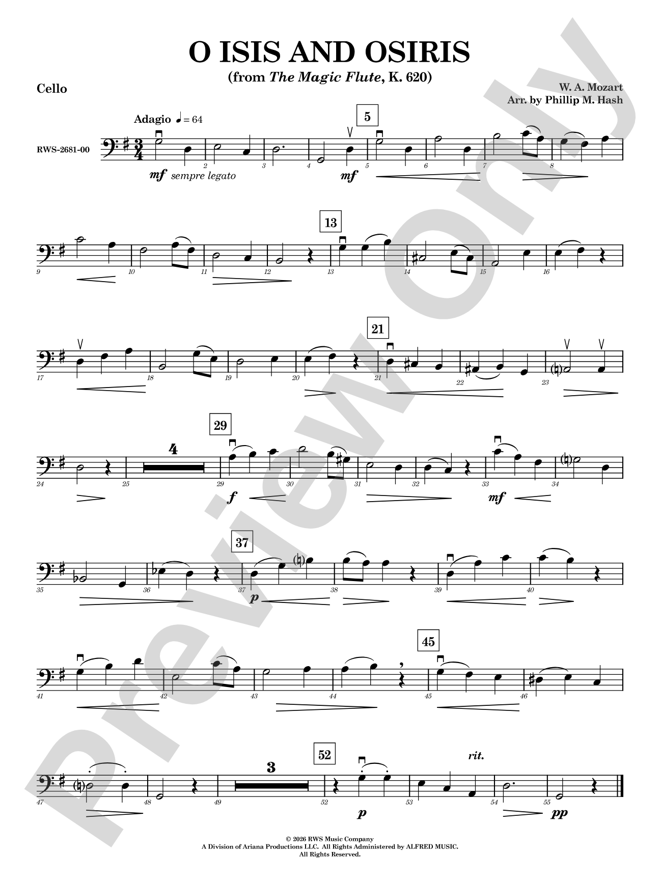 O Isis and Osiris: Cello