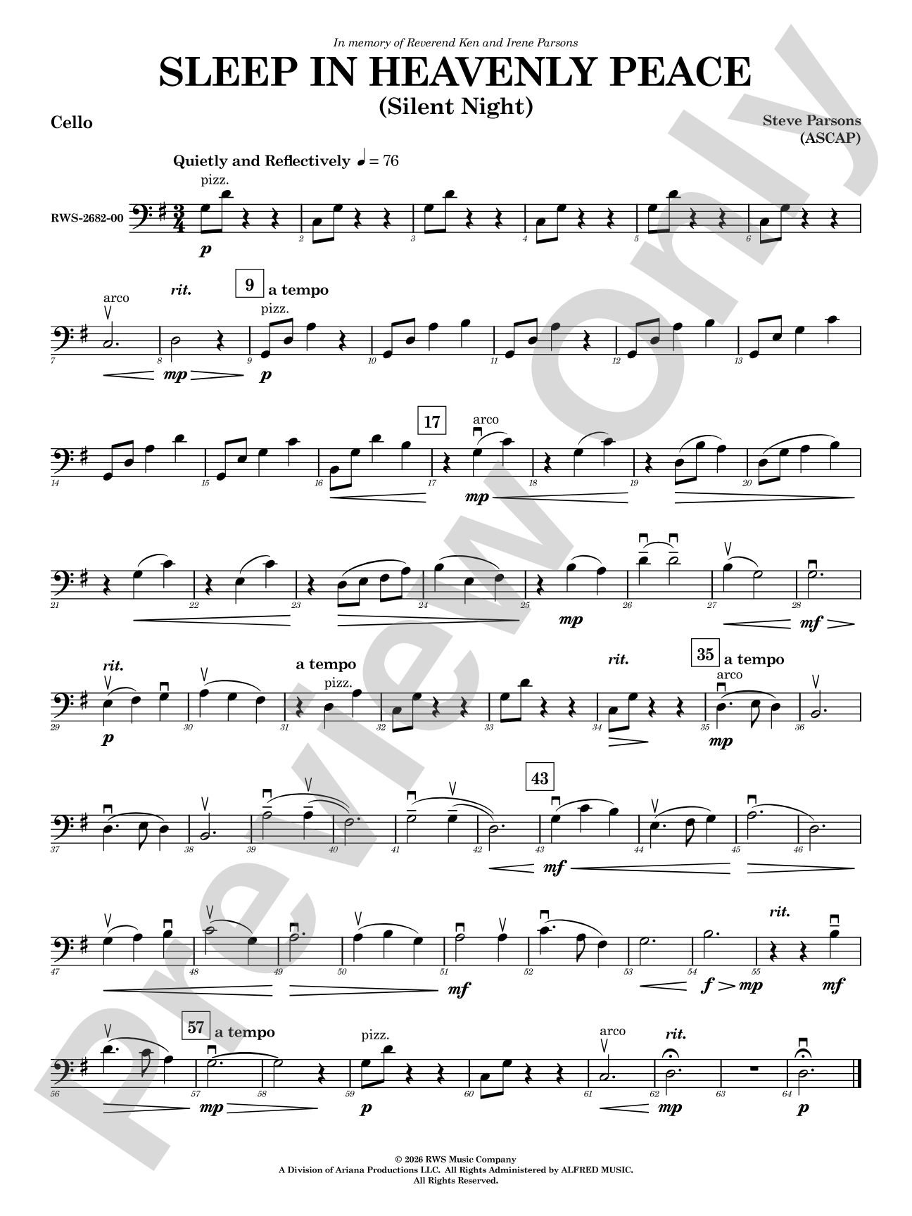 Sleep in Heavenly Peace: Cello