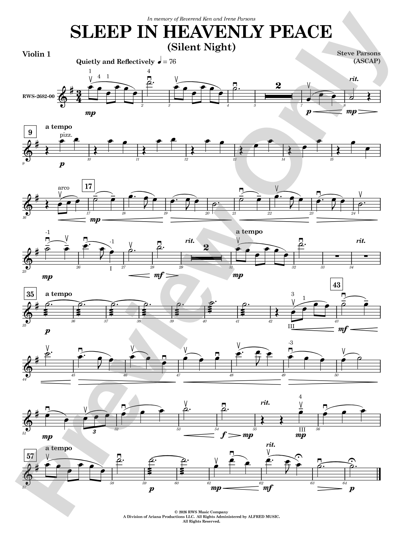 Sleep in Heavenly Peace: 1st Violin