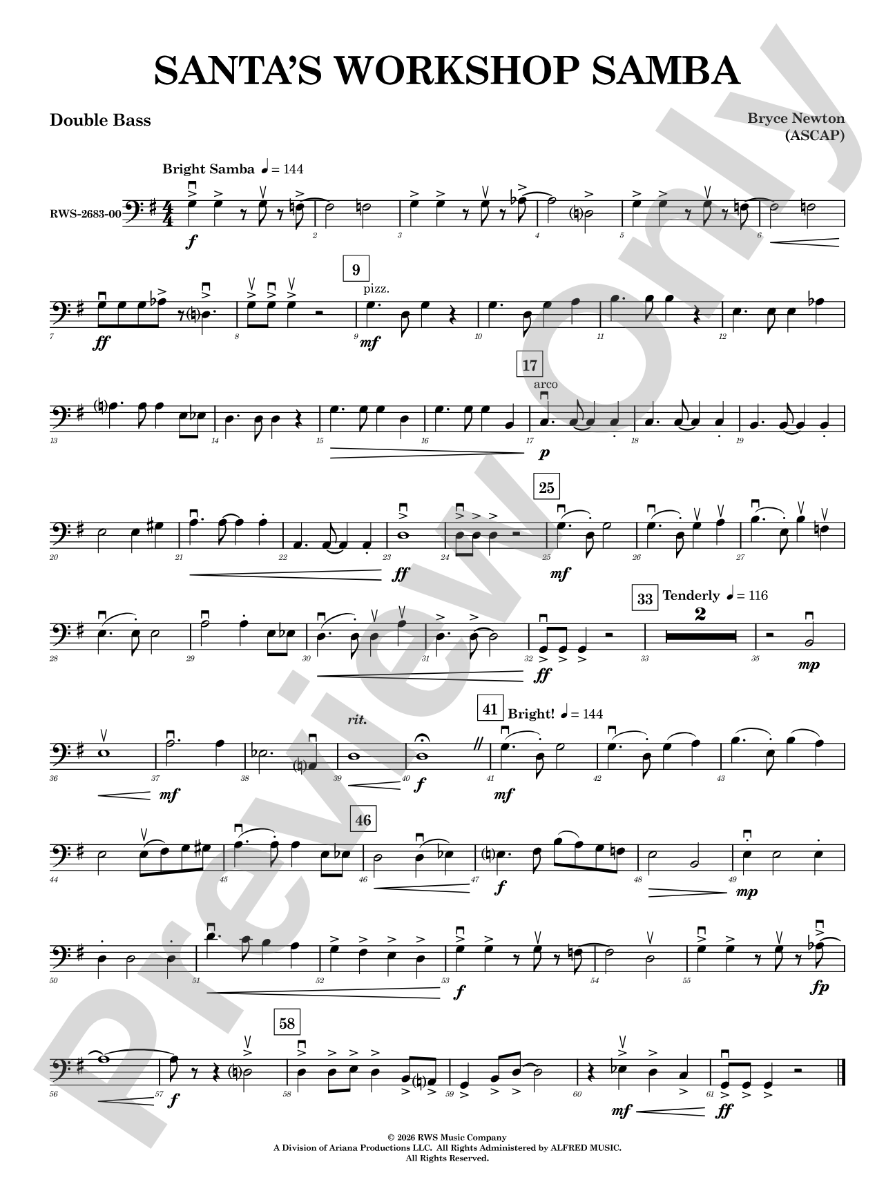 Santa's Workshop Samba: String Bass
