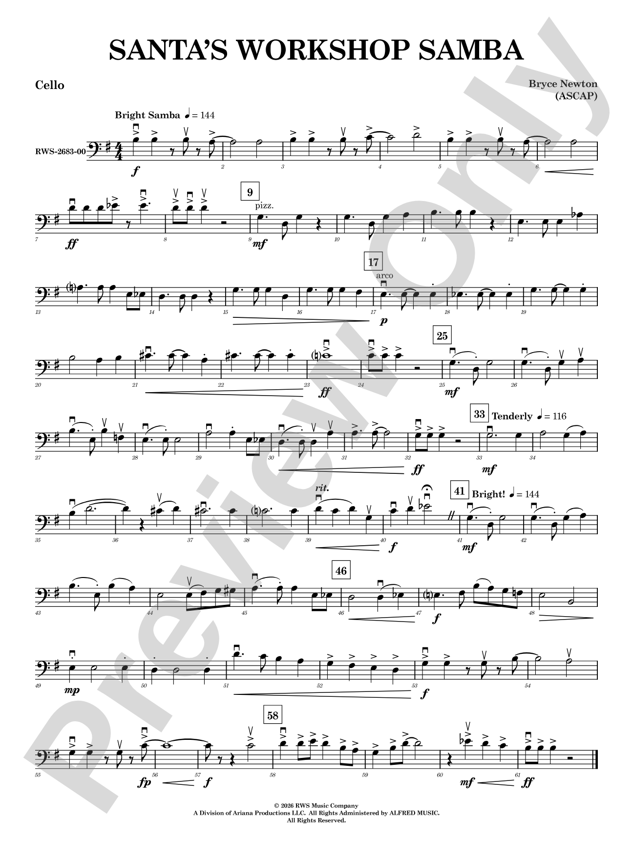 Santa's Workshop Samba: Cello