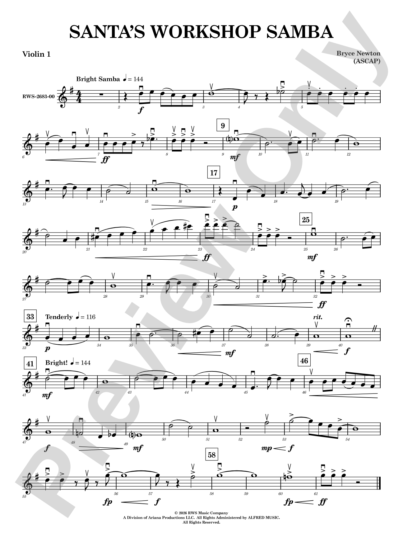 Santa's Workshop Samba: 1st Violin