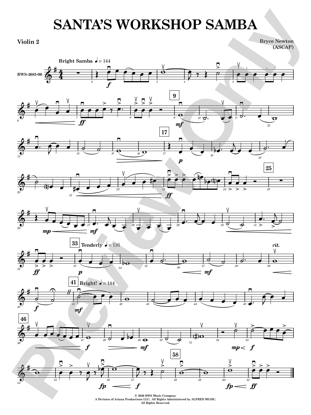 Santa's Workshop Samba: 2nd Violin