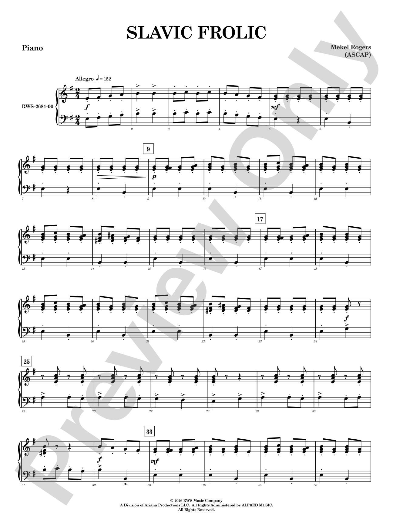 Slavic Frolic: Piano Accompaniment