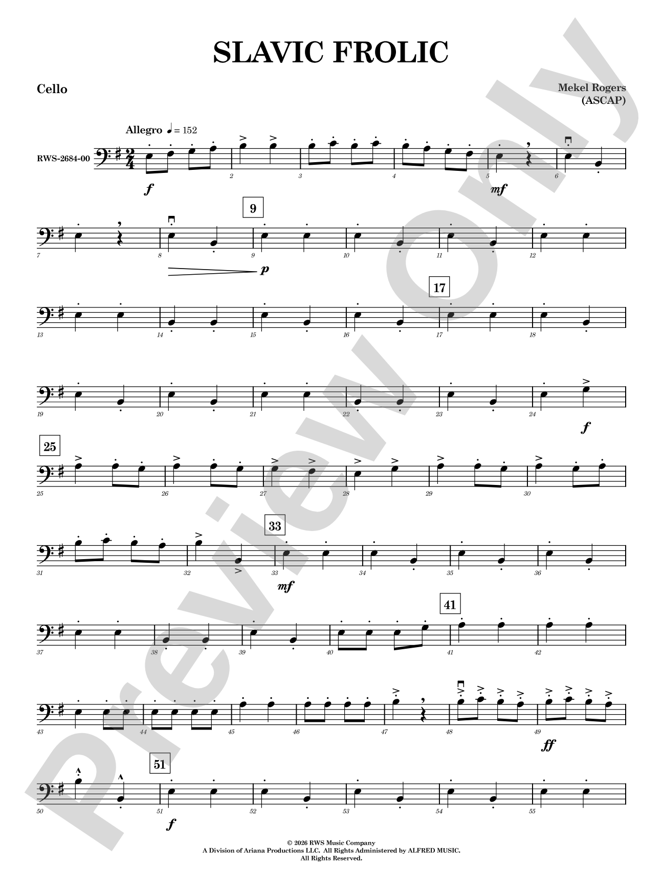 Slavic Frolic: Cello