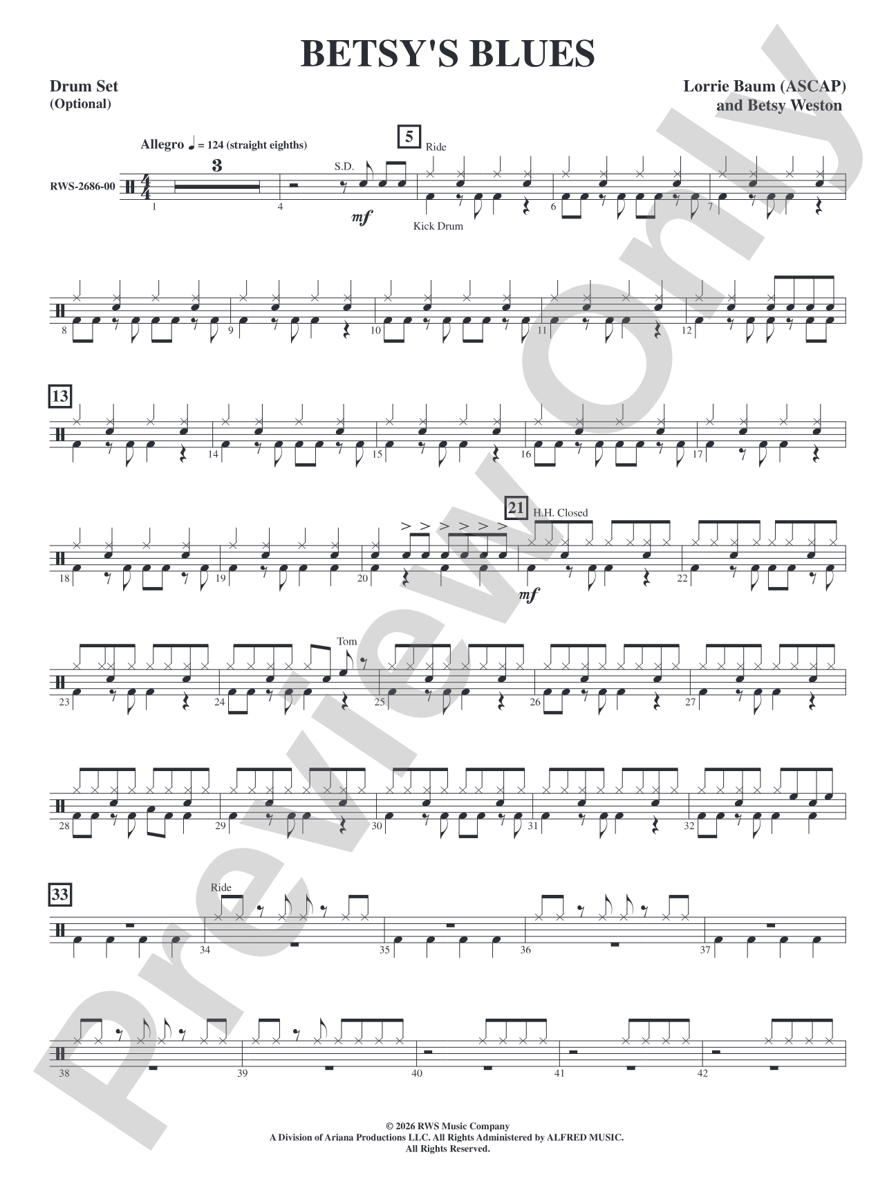 Betsy's Blues: Drumset