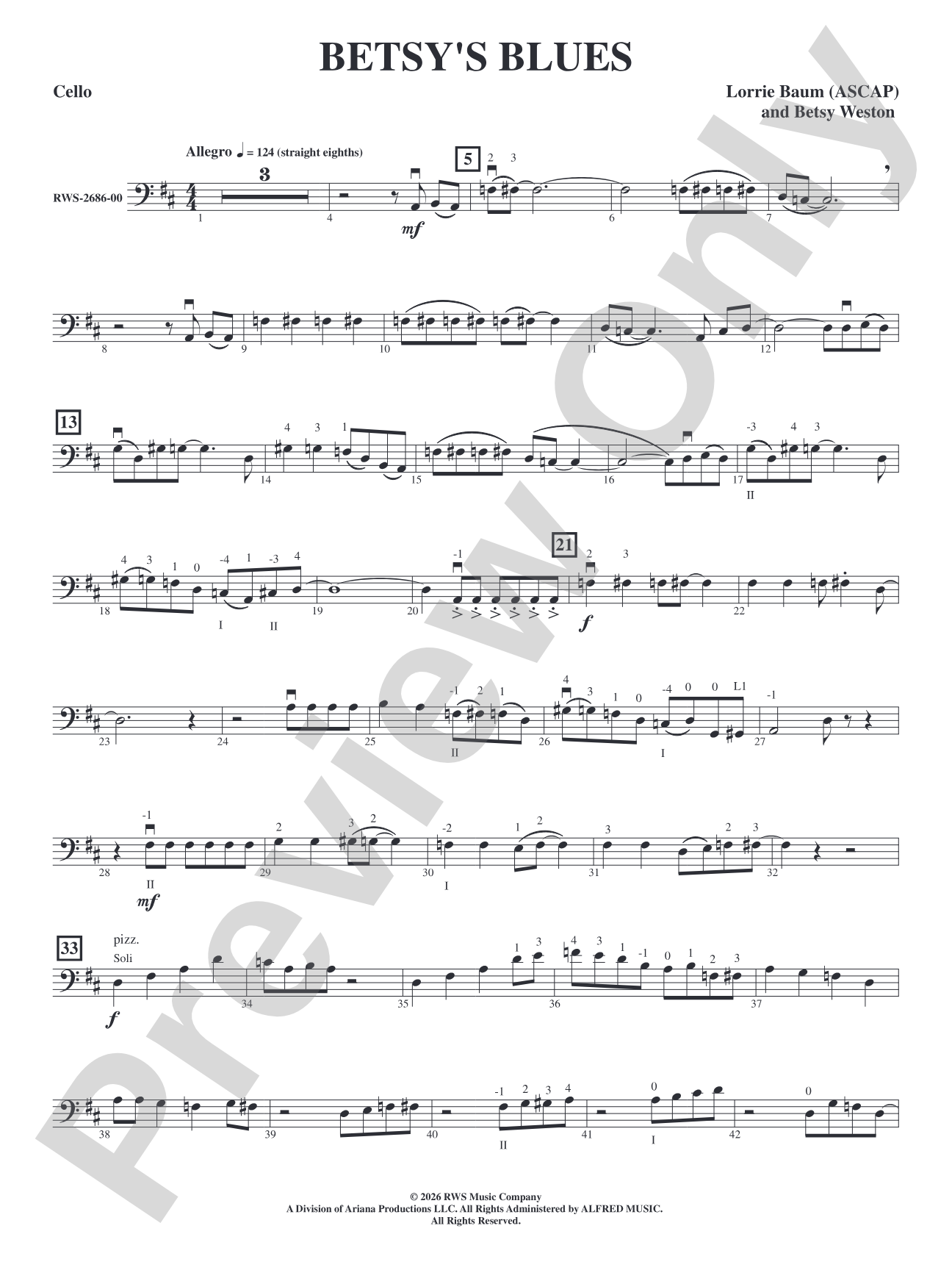 Betsy's Blues: Cello